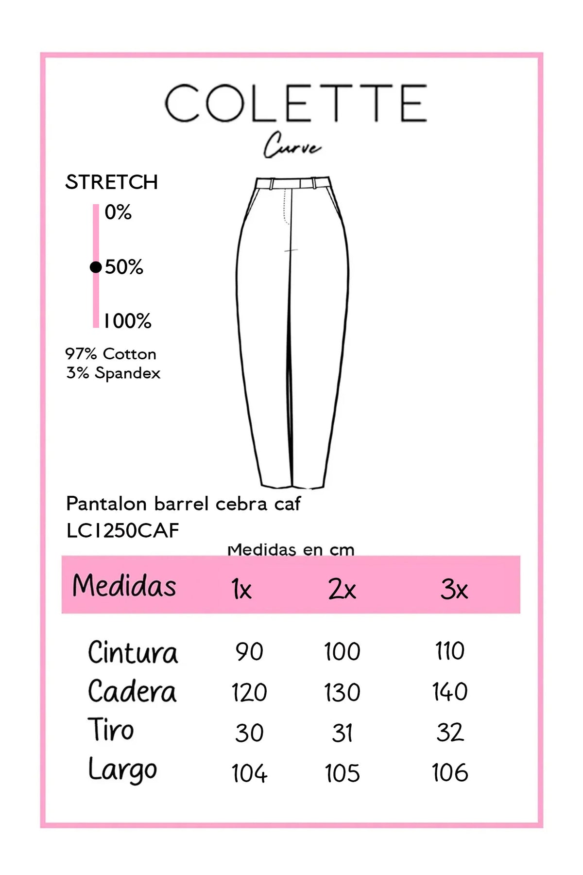 Jeans Curvy Barrel Print Cebra Café
