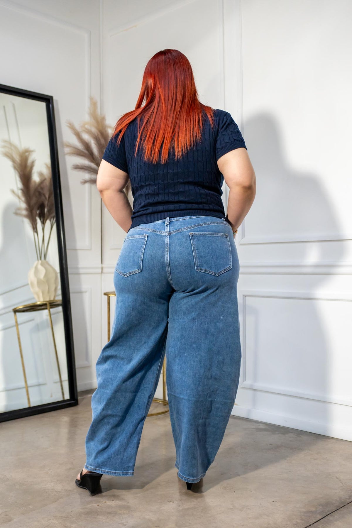 Jeans Curvy Botones Laterales Barrel Azul Claro