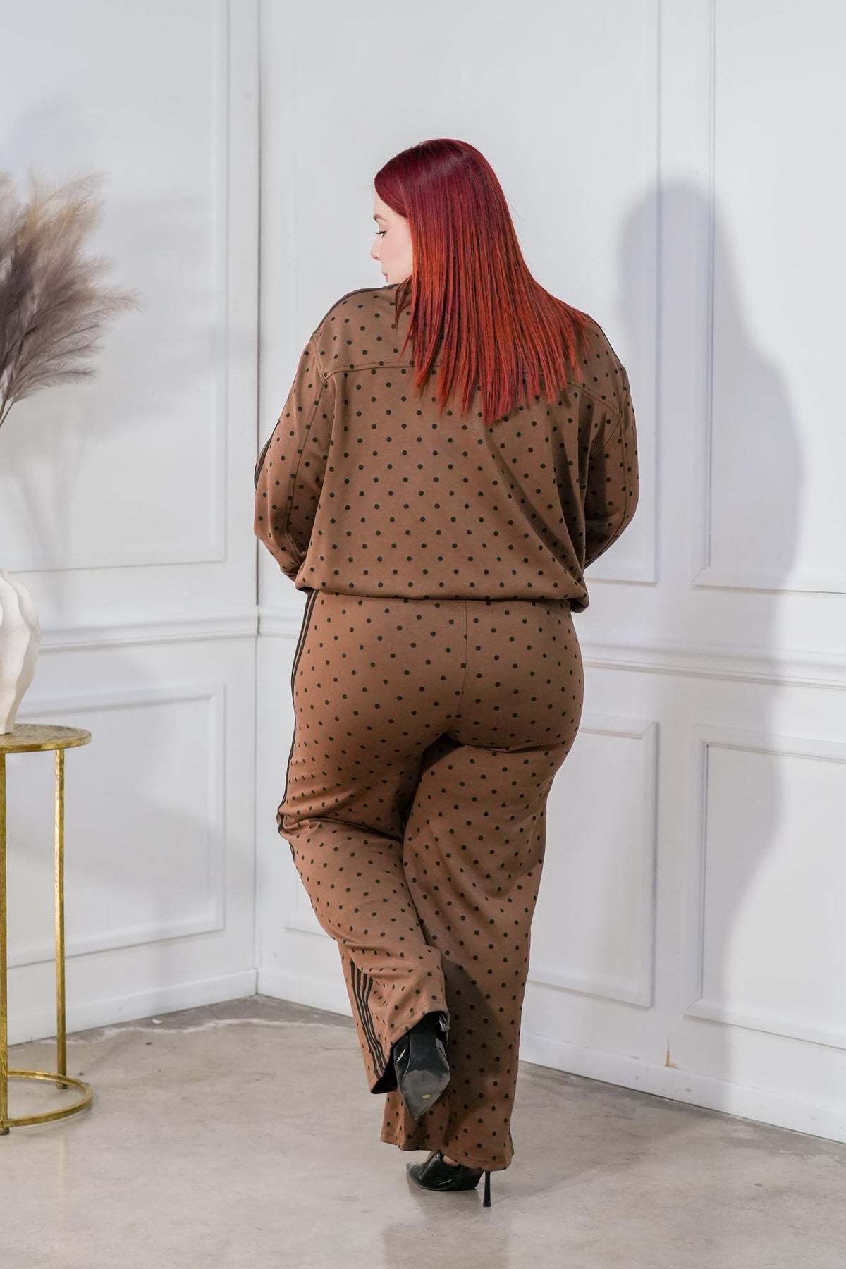Set Curvy Camisa y Pantalón Polka Café