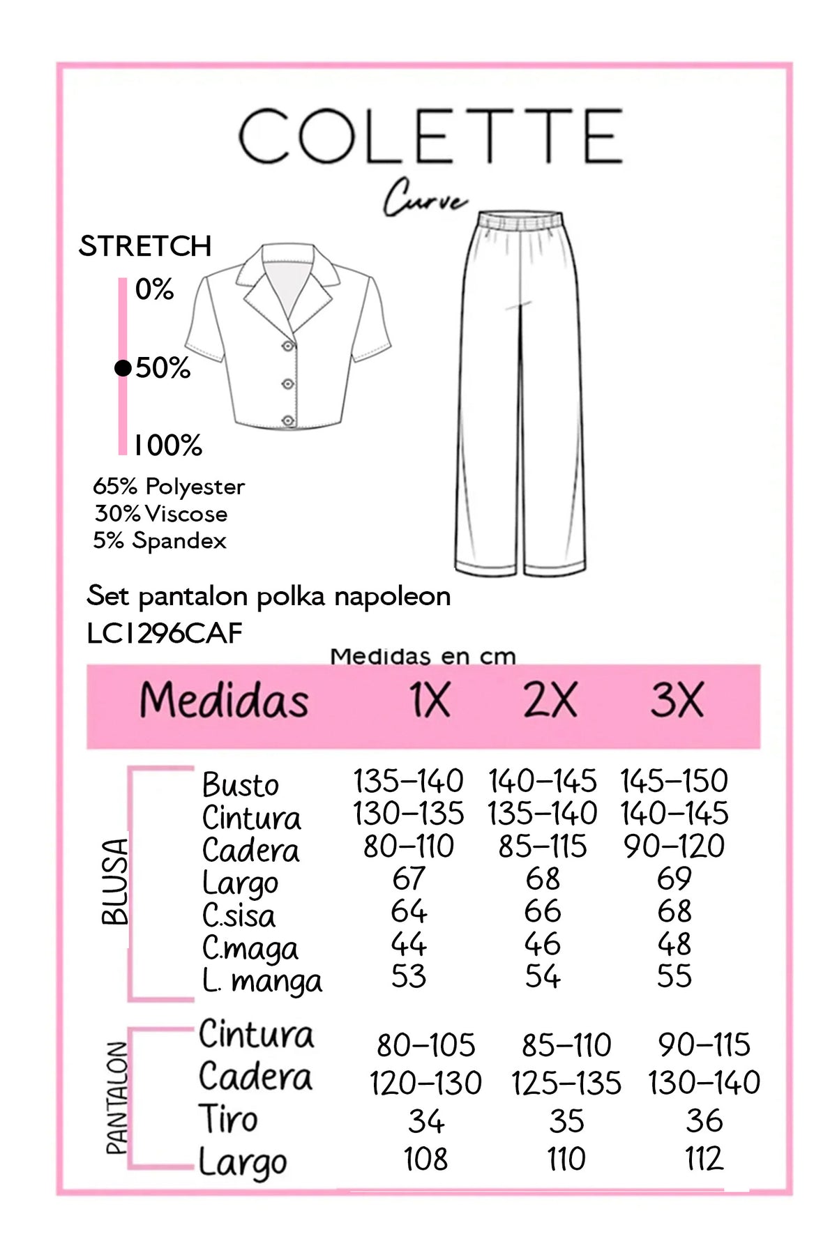 Tabla de medidas Set Curvy Polka Café