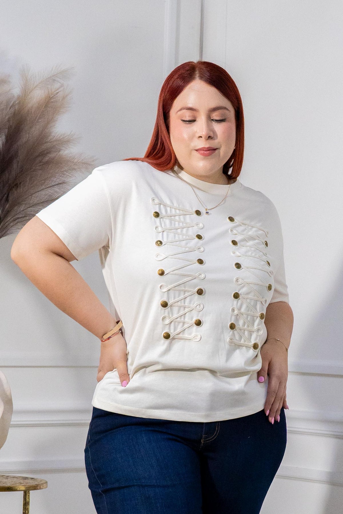 Blusa Curvy Detalles Napoleón Ivory