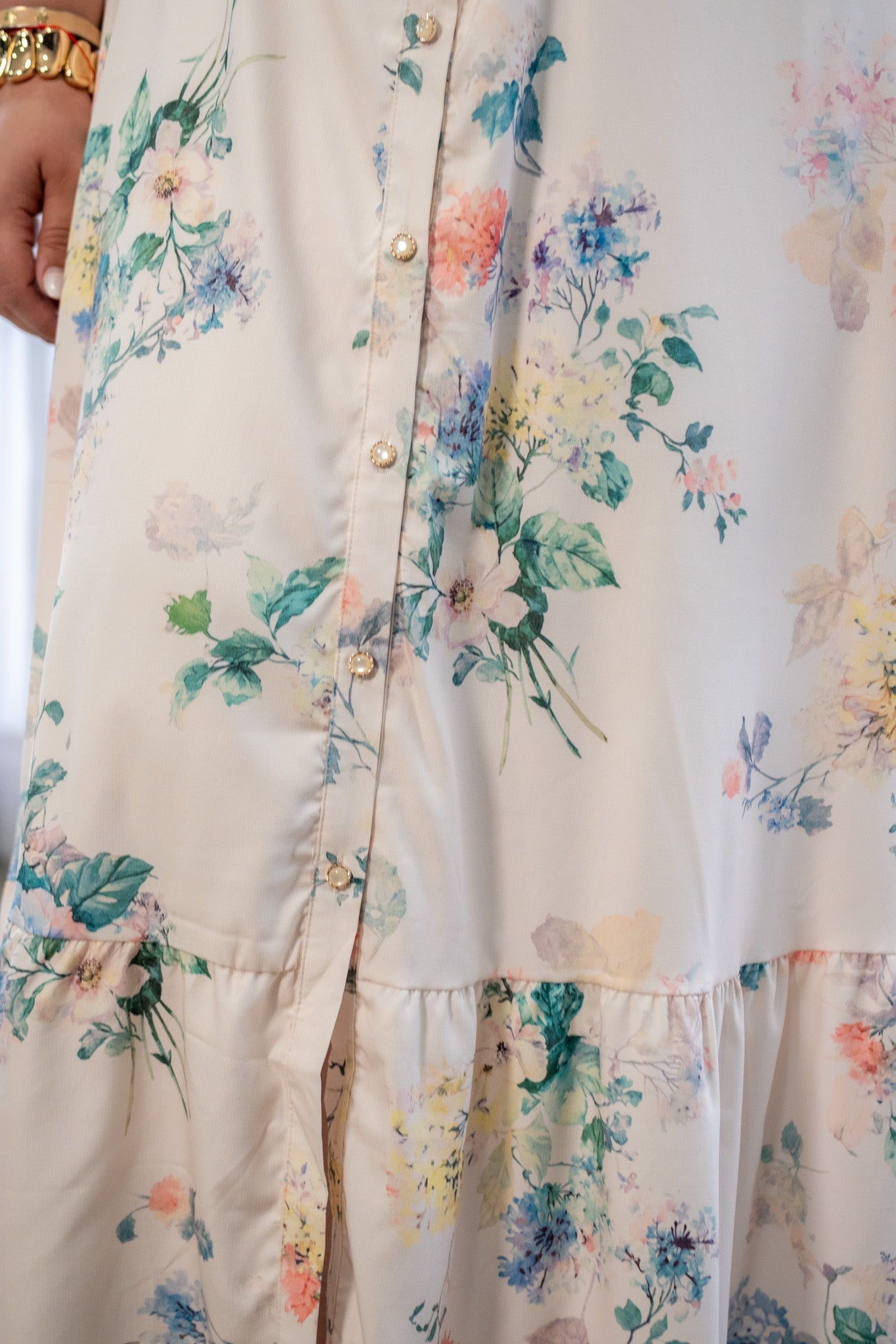 Maxi Vestido Curvy Camisero Estampado Beige