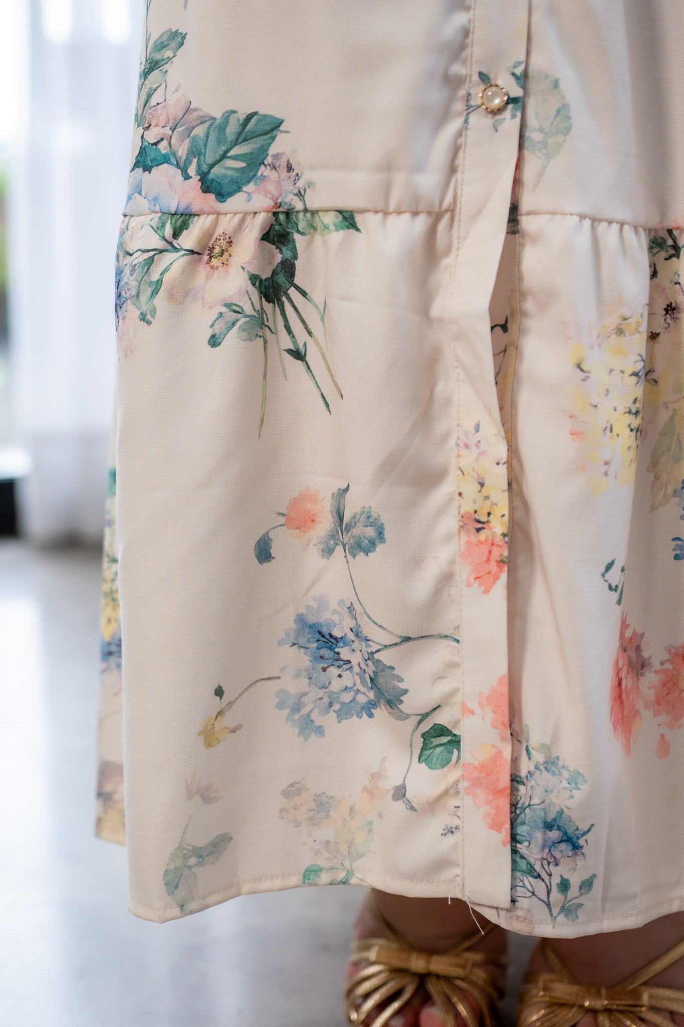 Maxi Vestido Curvy Camisero Estampado Beige
