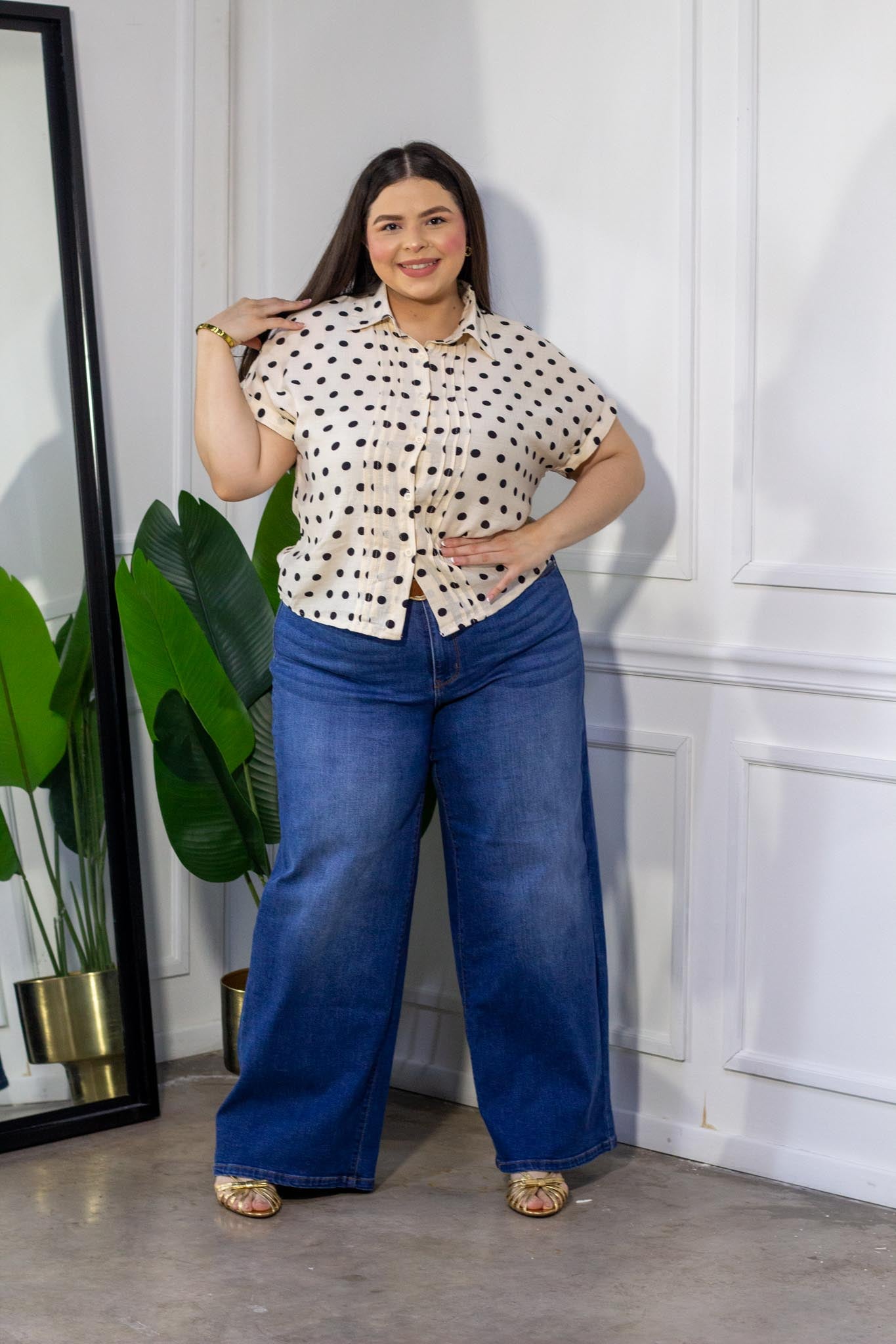 Camisa Polka dots Curvy Beige