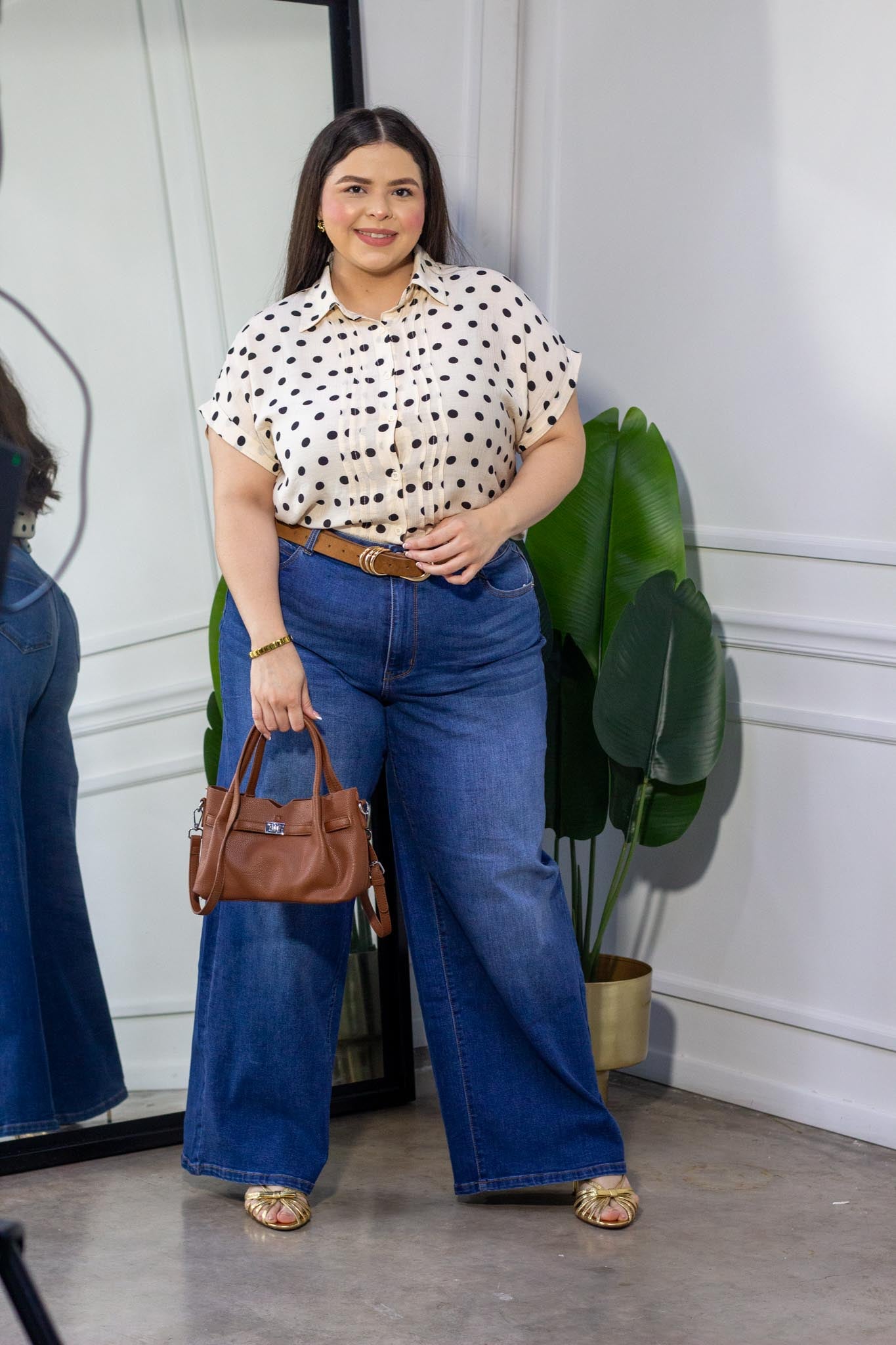 Camisa Polka dots Curvy Beige