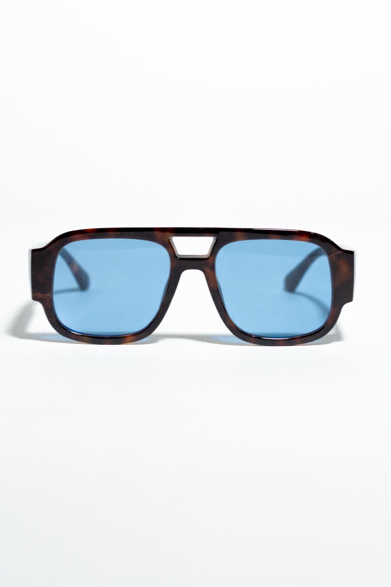 Lentes de Sol con Armazón Grueso Azul-print para Mujer