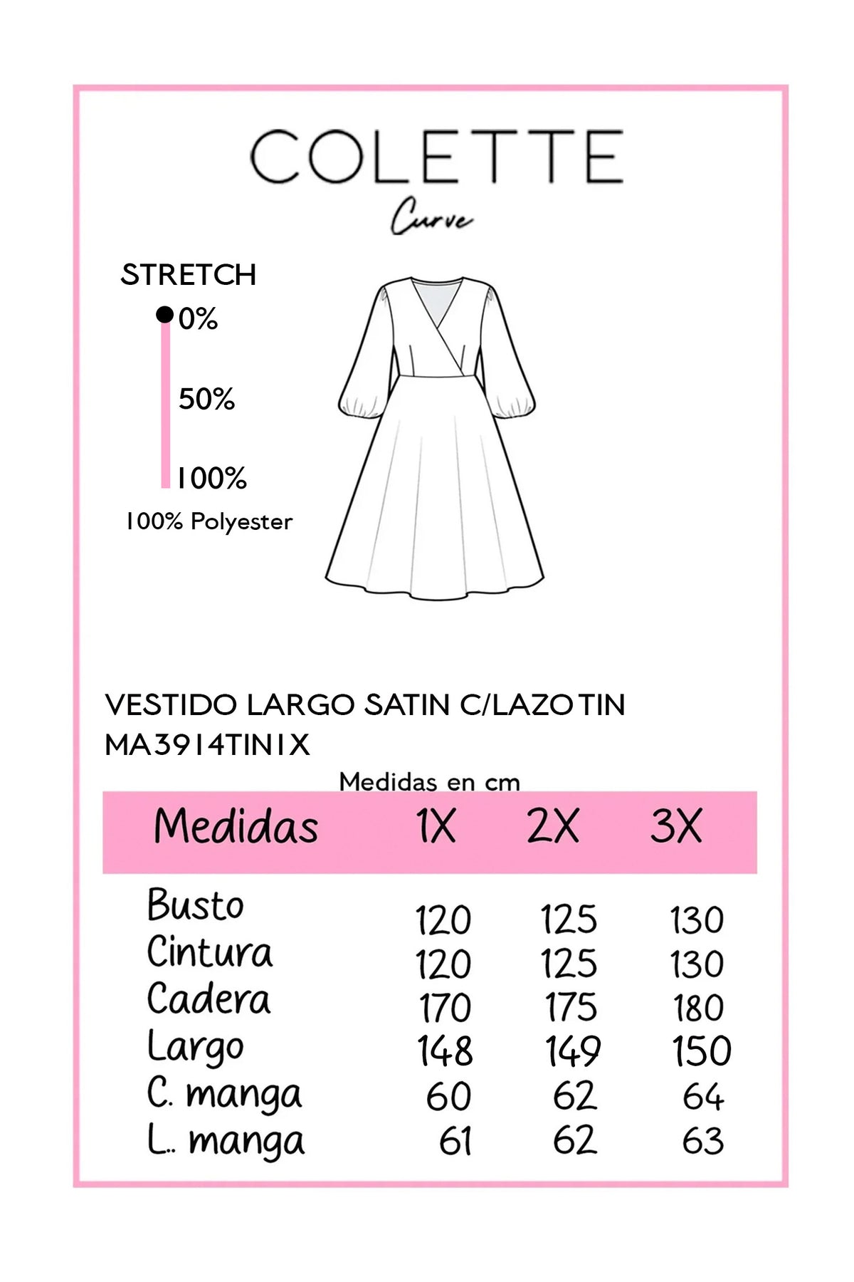 Vestido Curvy Largo Satín Cruzado Volante Tinto