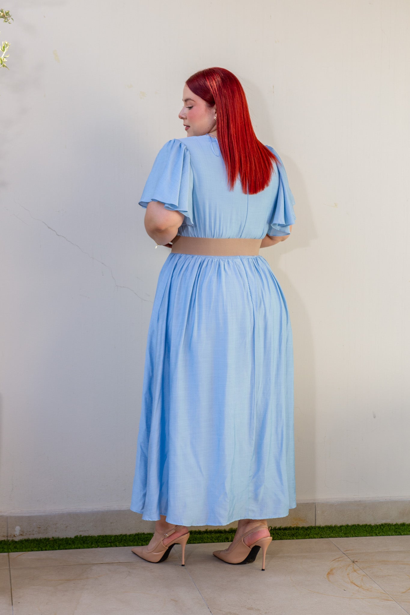 Vestido Curvy con Pretina Azul vista