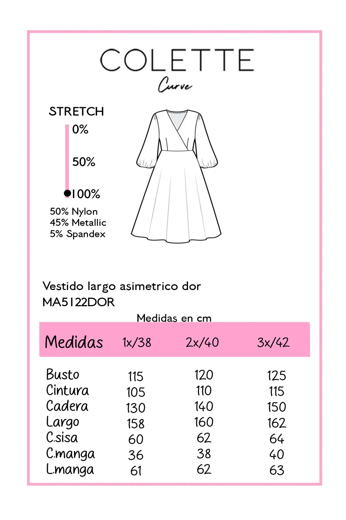 Vestido Curvy elegante asimetrico Dorado