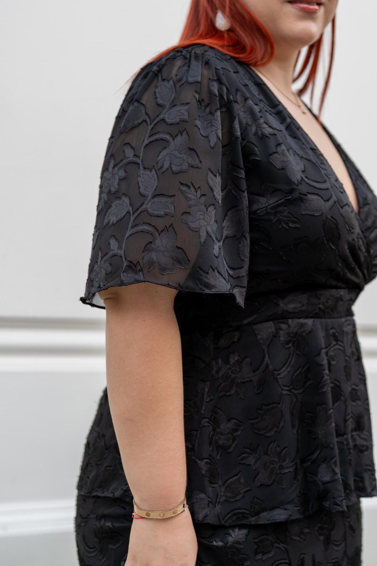 Vestido Curvy Holanes Textura Flores Negro