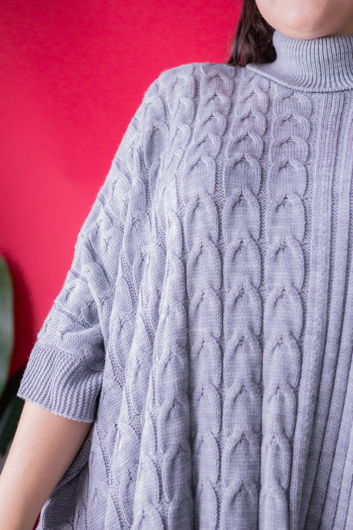 Poncho Tejido Gris Unitalla para Mujer