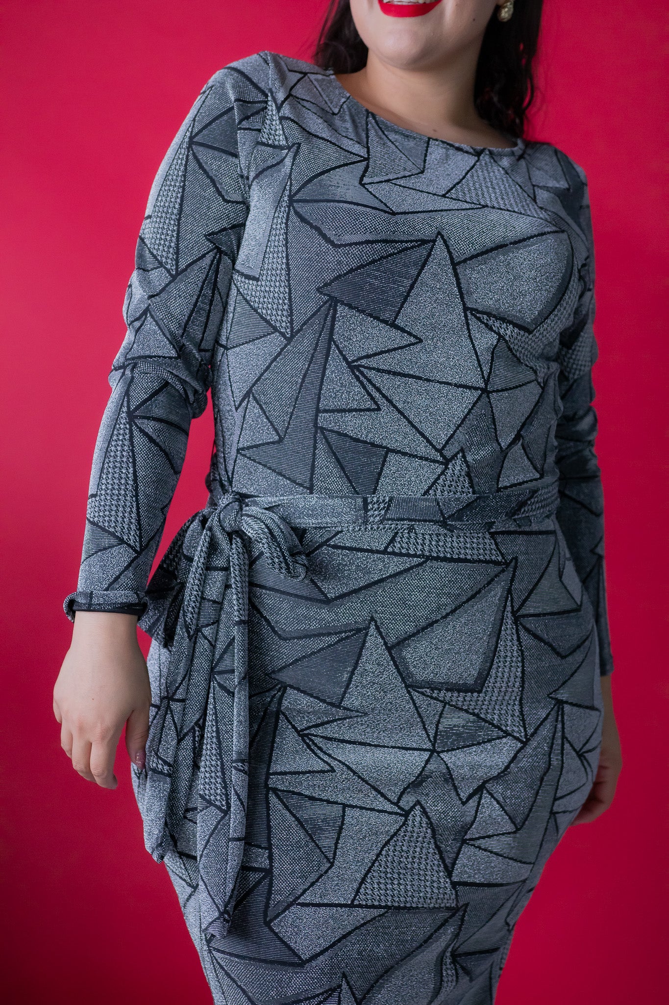 Vestido con Brillos de Estrellas Plata Plus Size para Mujer