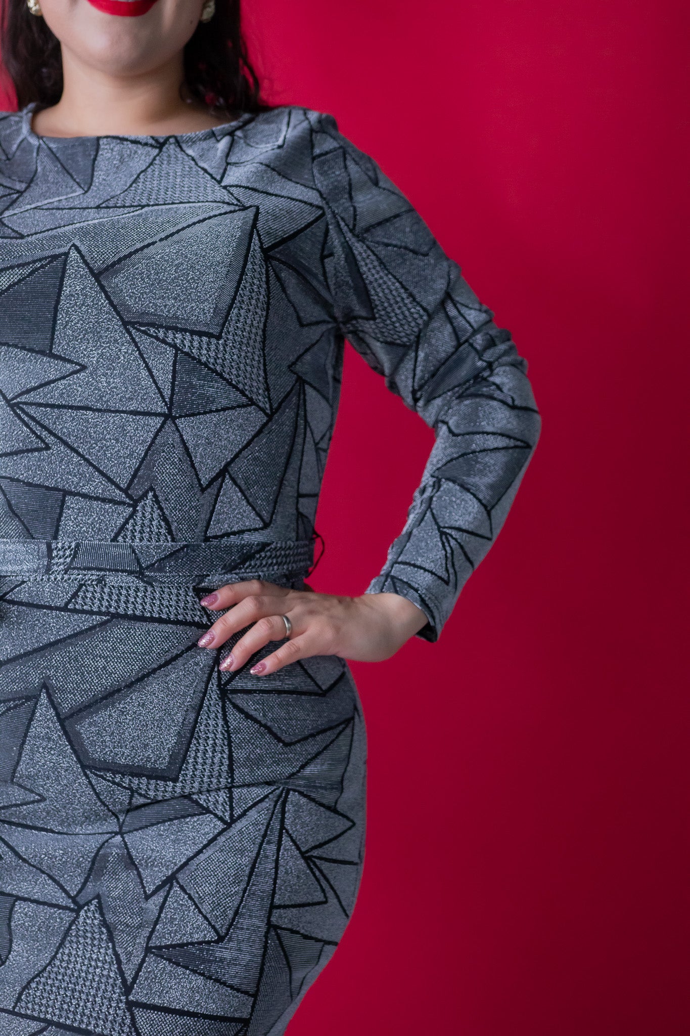 Vestido con Brillos de Estrellas Plata Plus Size para Mujer