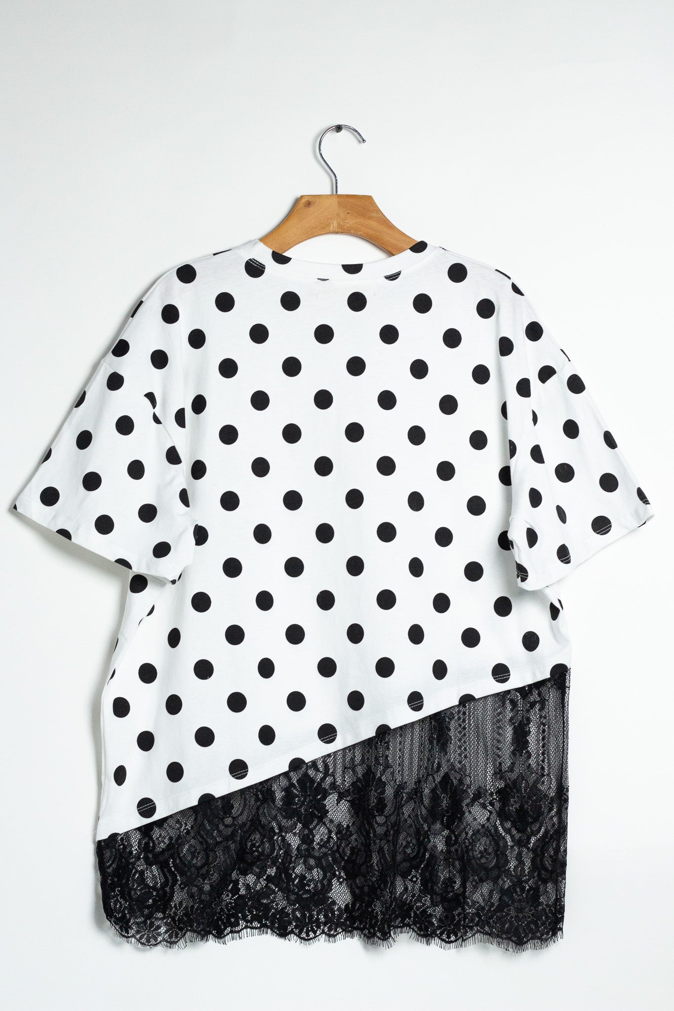 Blusa Curvy Polka con Encaje Talla Extra