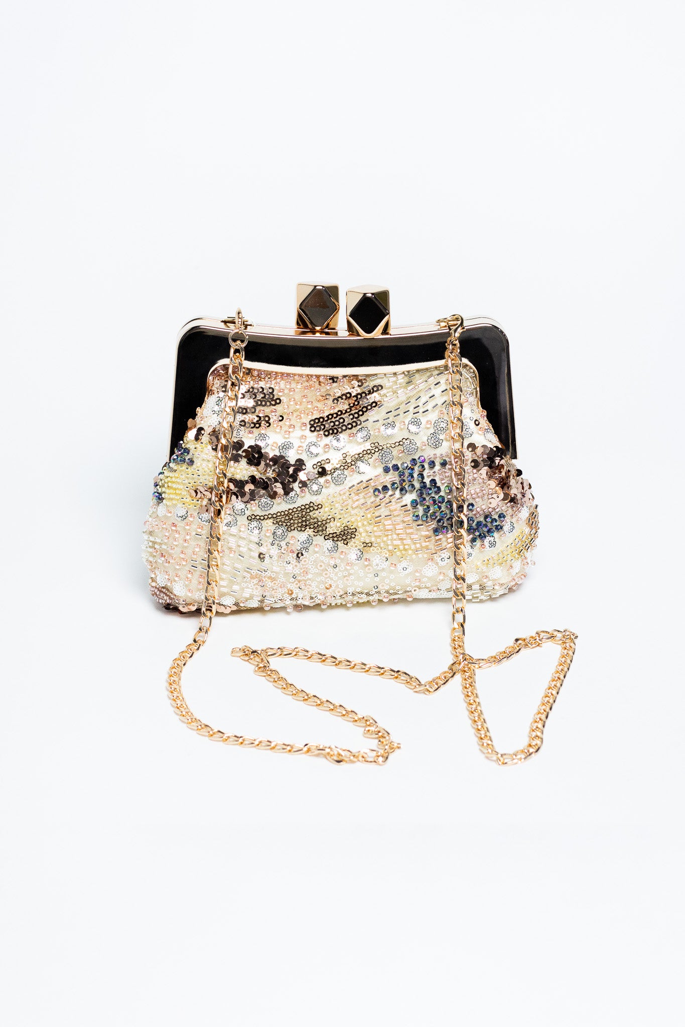 Bolsa de Fiesta con Lentejuelas Multicolor y Cadena Dorada