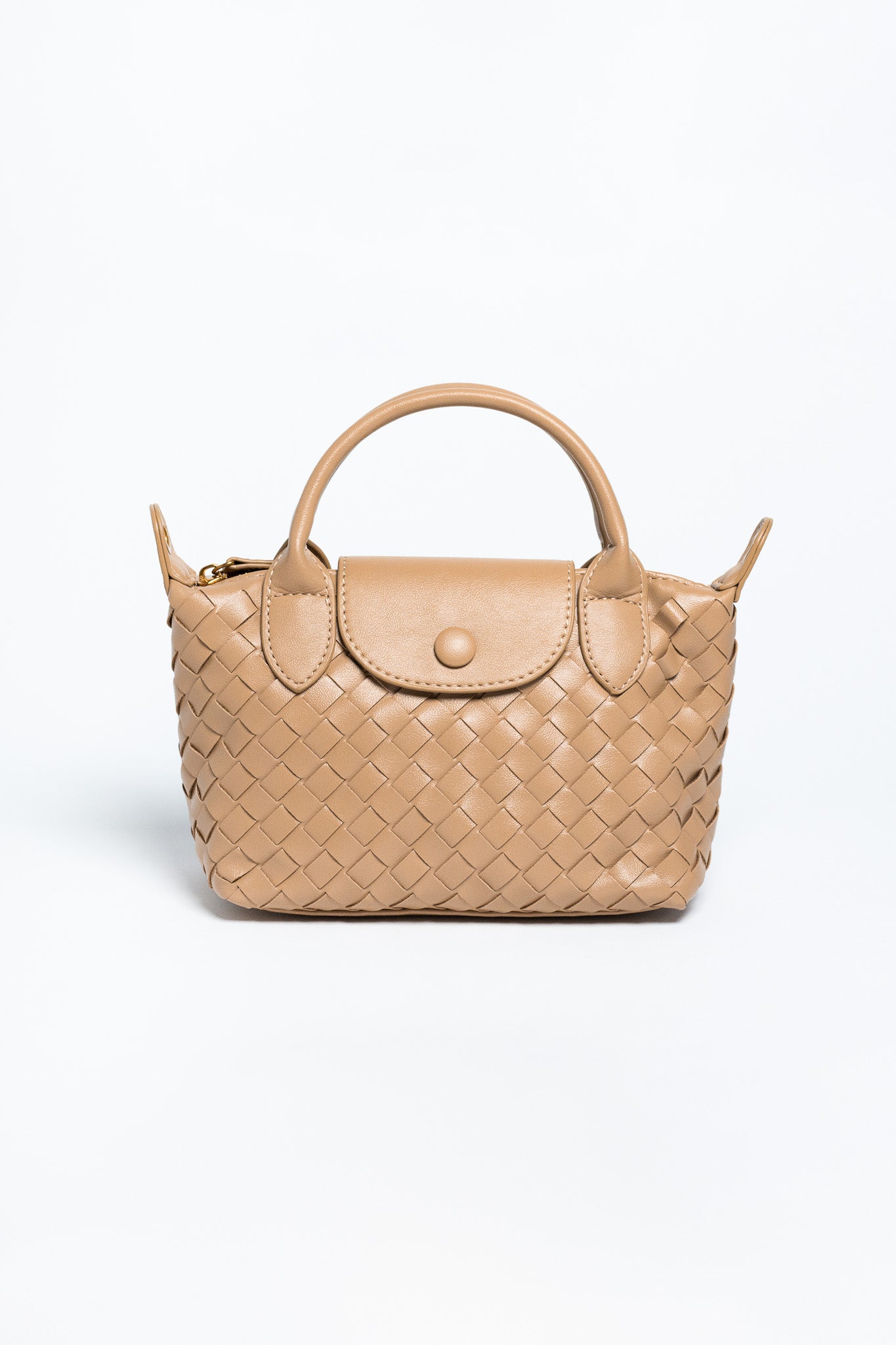 Mini Bolsa de Mano Tejida Café Claro