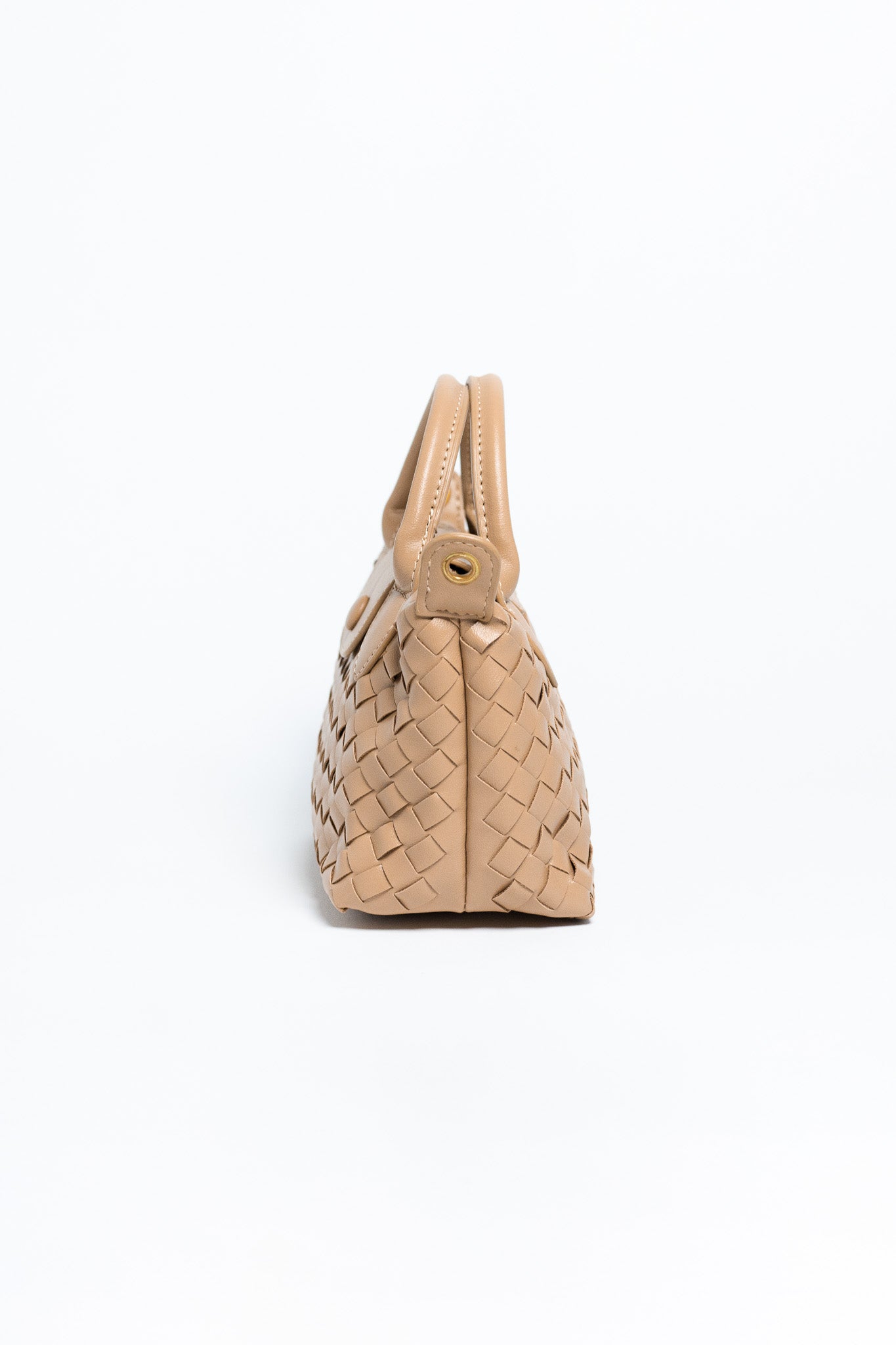 Mini Bolsa de Mano Tejida Café Claro