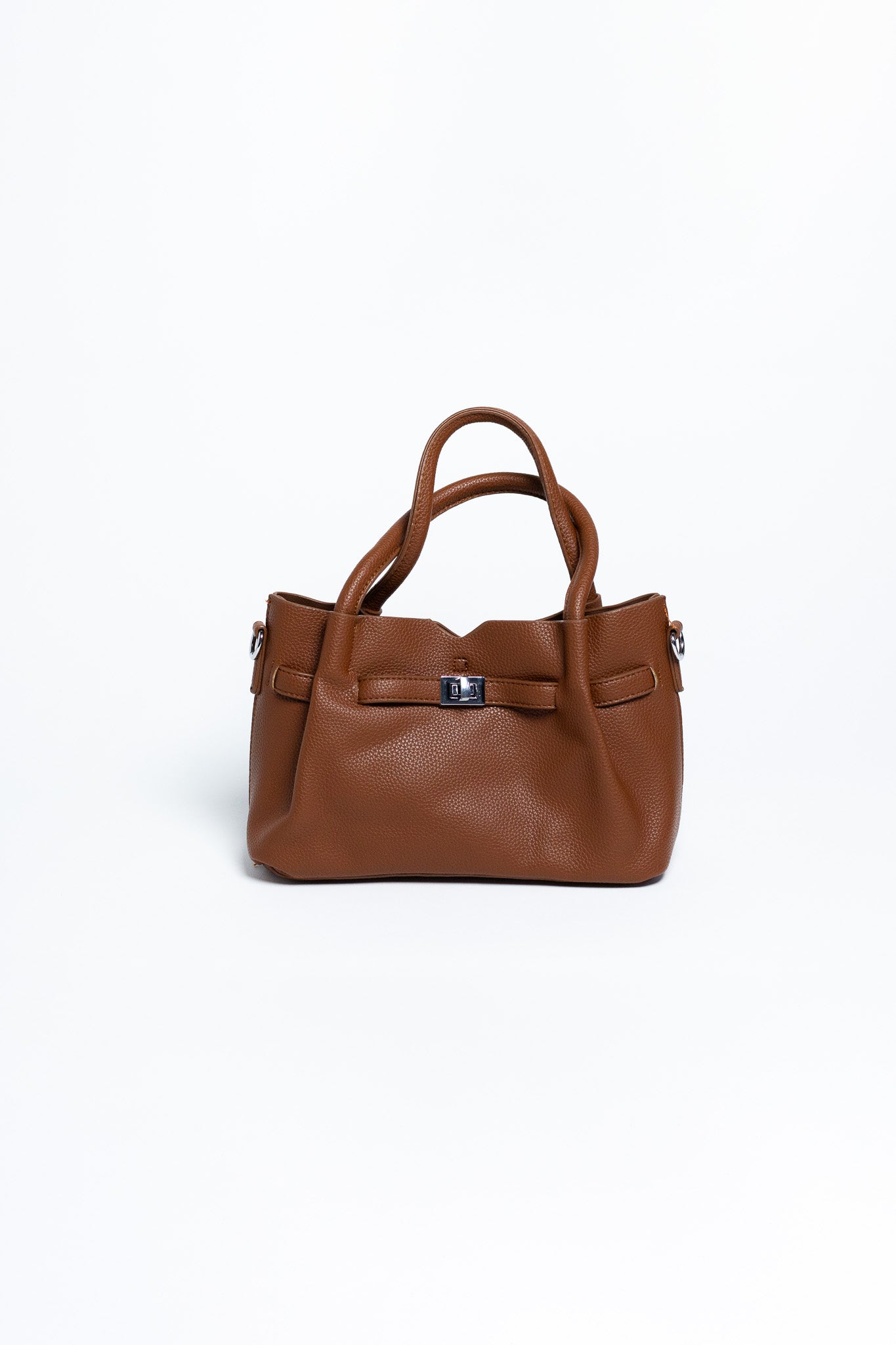 Bolsa Tote Café con Textura Granulada y Cosmetiquera
