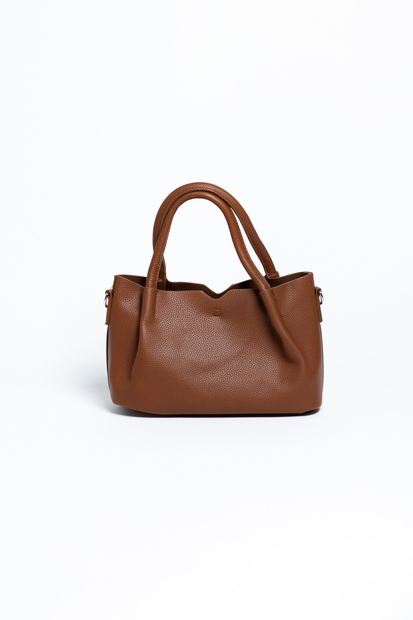 Bolsa Tote Café con Textura Granulada y Cosmetiquera