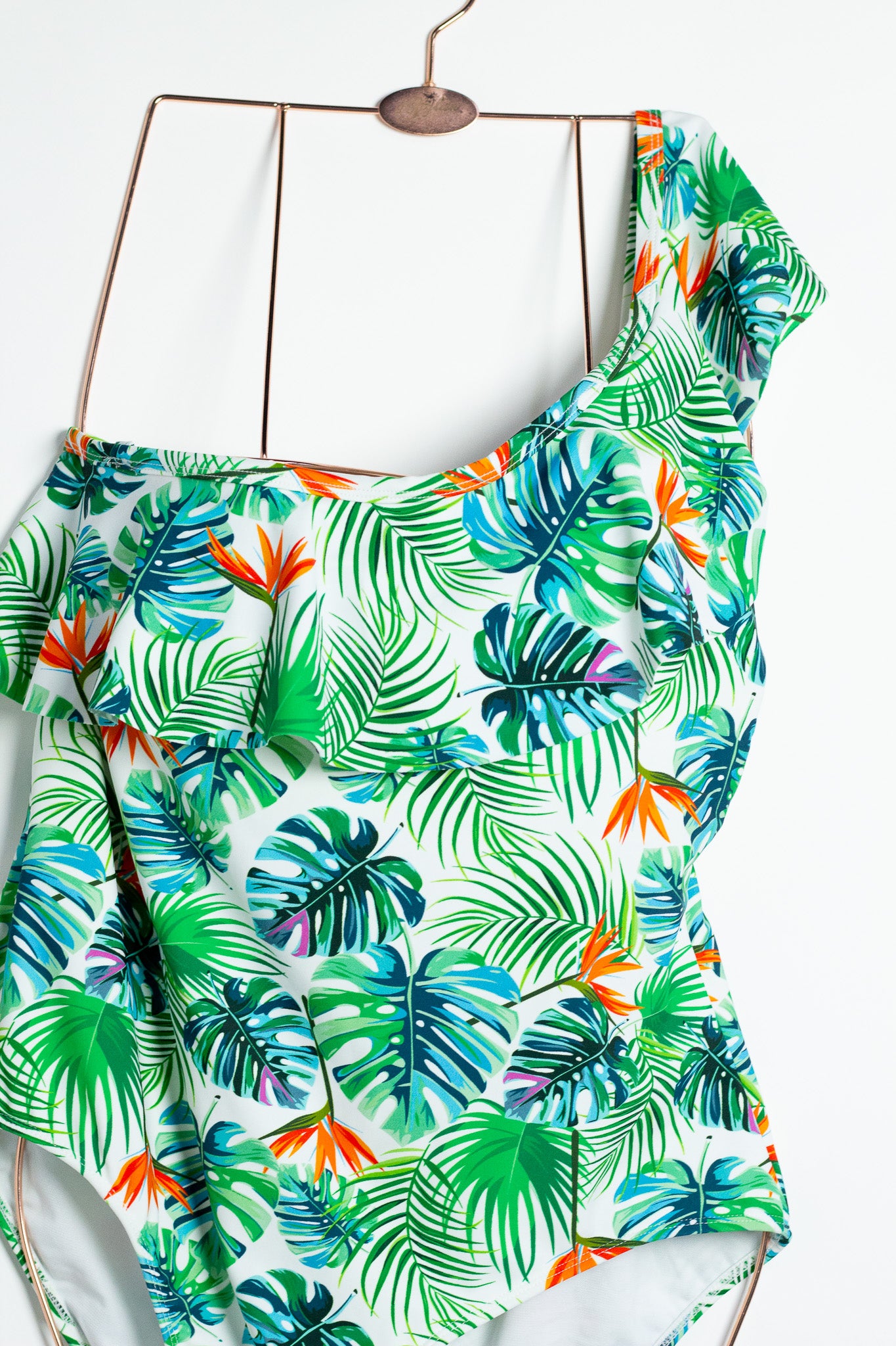 Traje de Baño Plus Size Palmeras Blanco