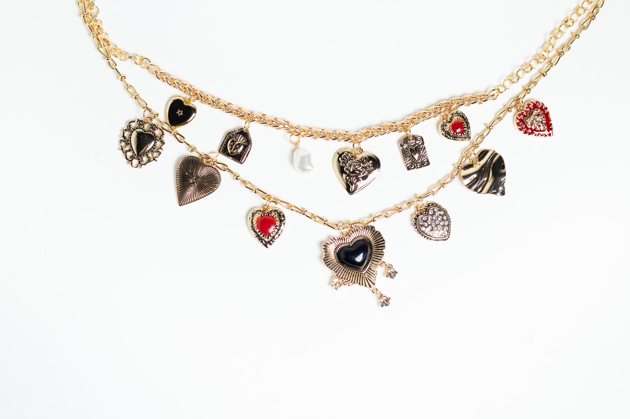 Cinturón de Cadena con Corazones Dorado para Mujer