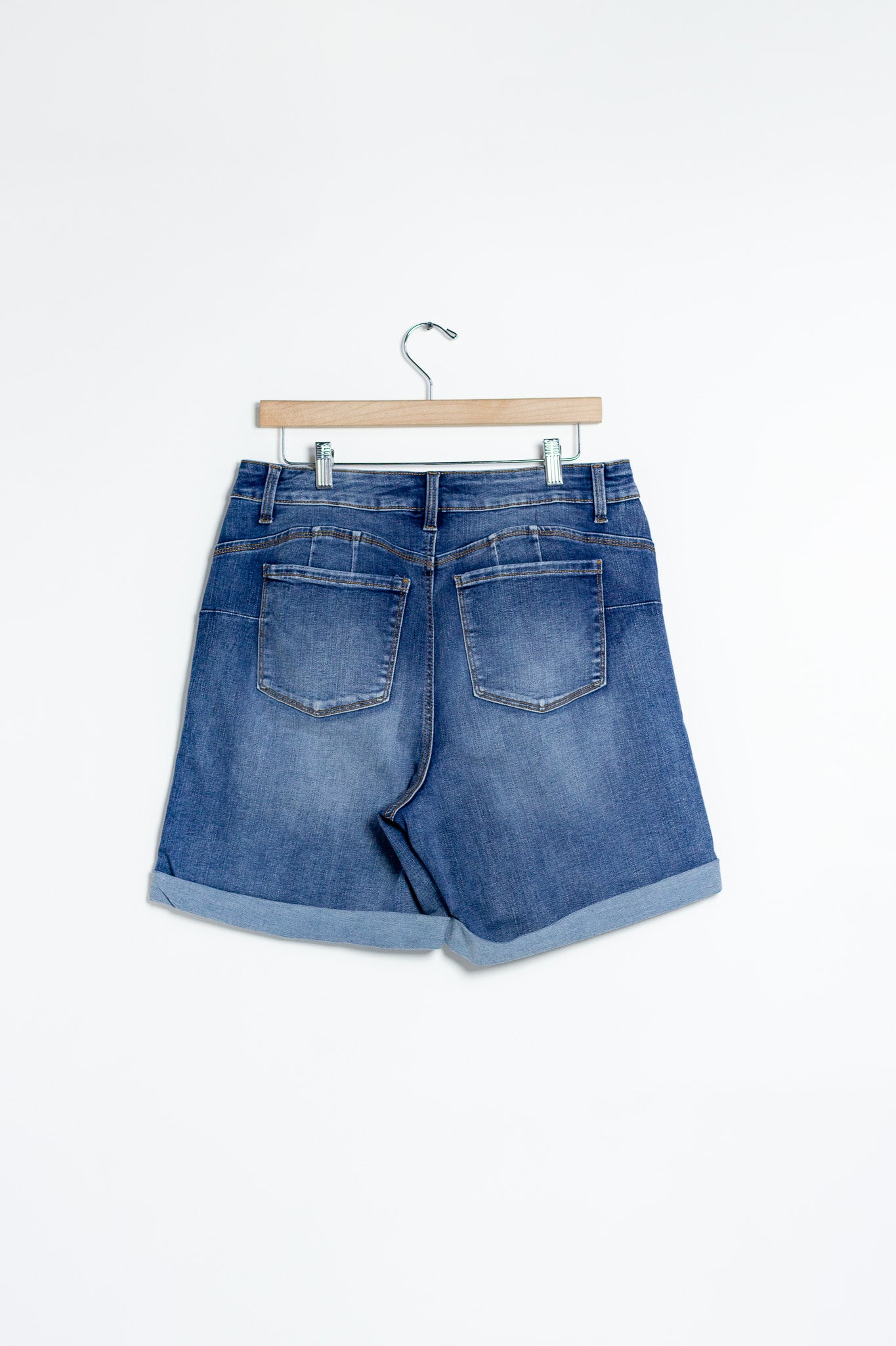 Short de Mezclilla Liso con Dobladillo Plus Size para Mujer