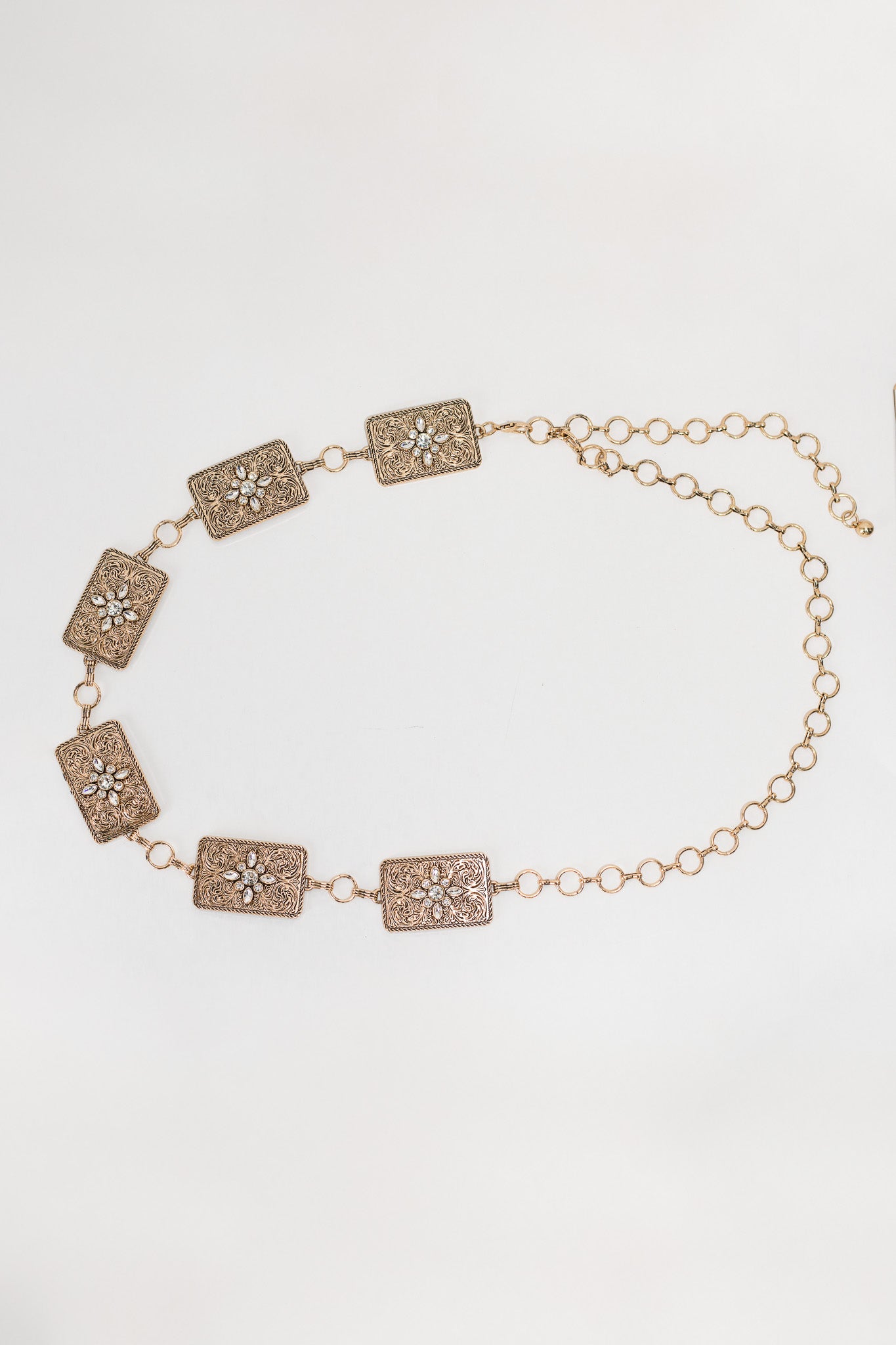 CINTO CADENA RECTANGULOS DORADO