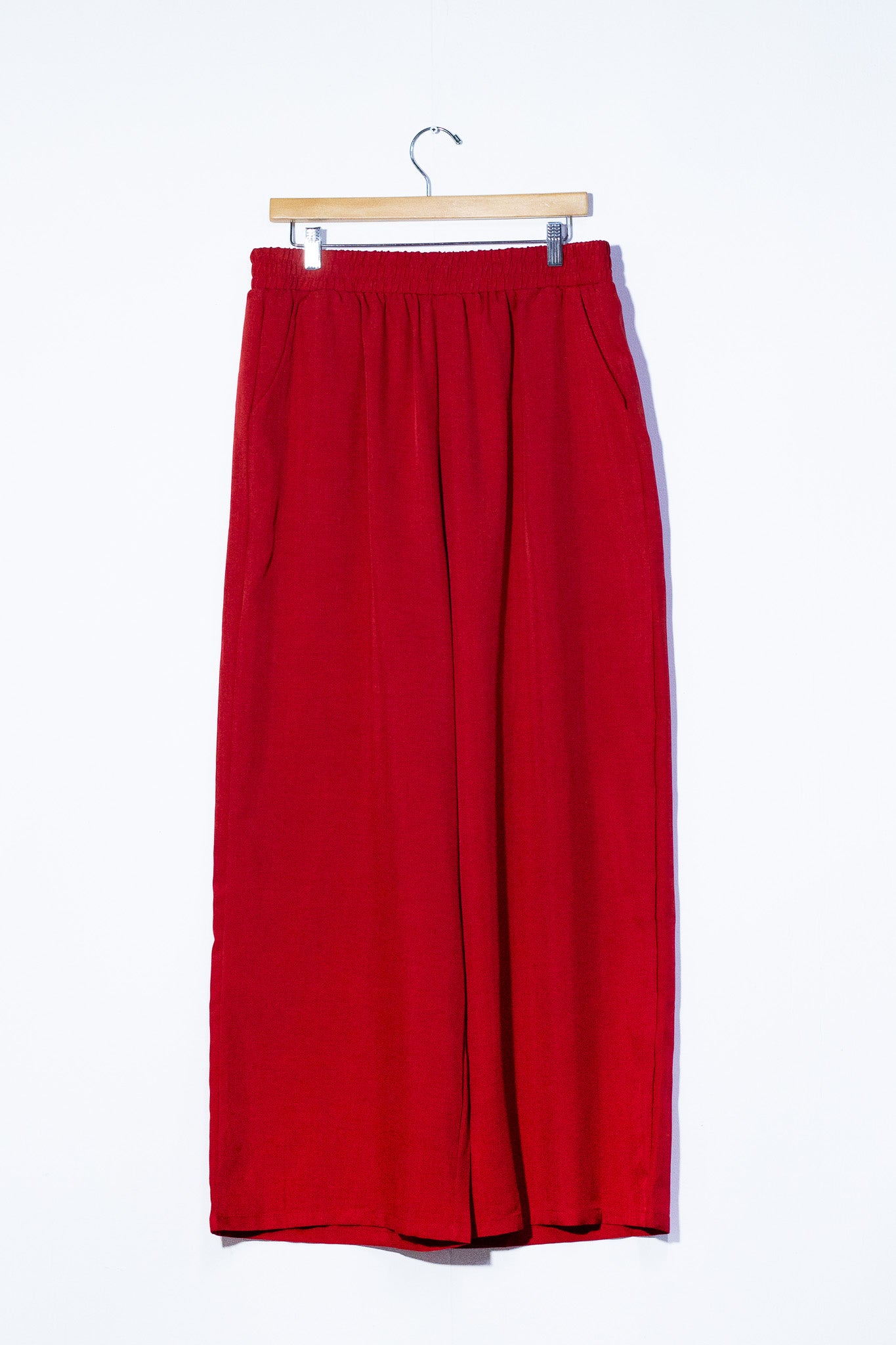 Set pantalon camisa con lazo liso rojo