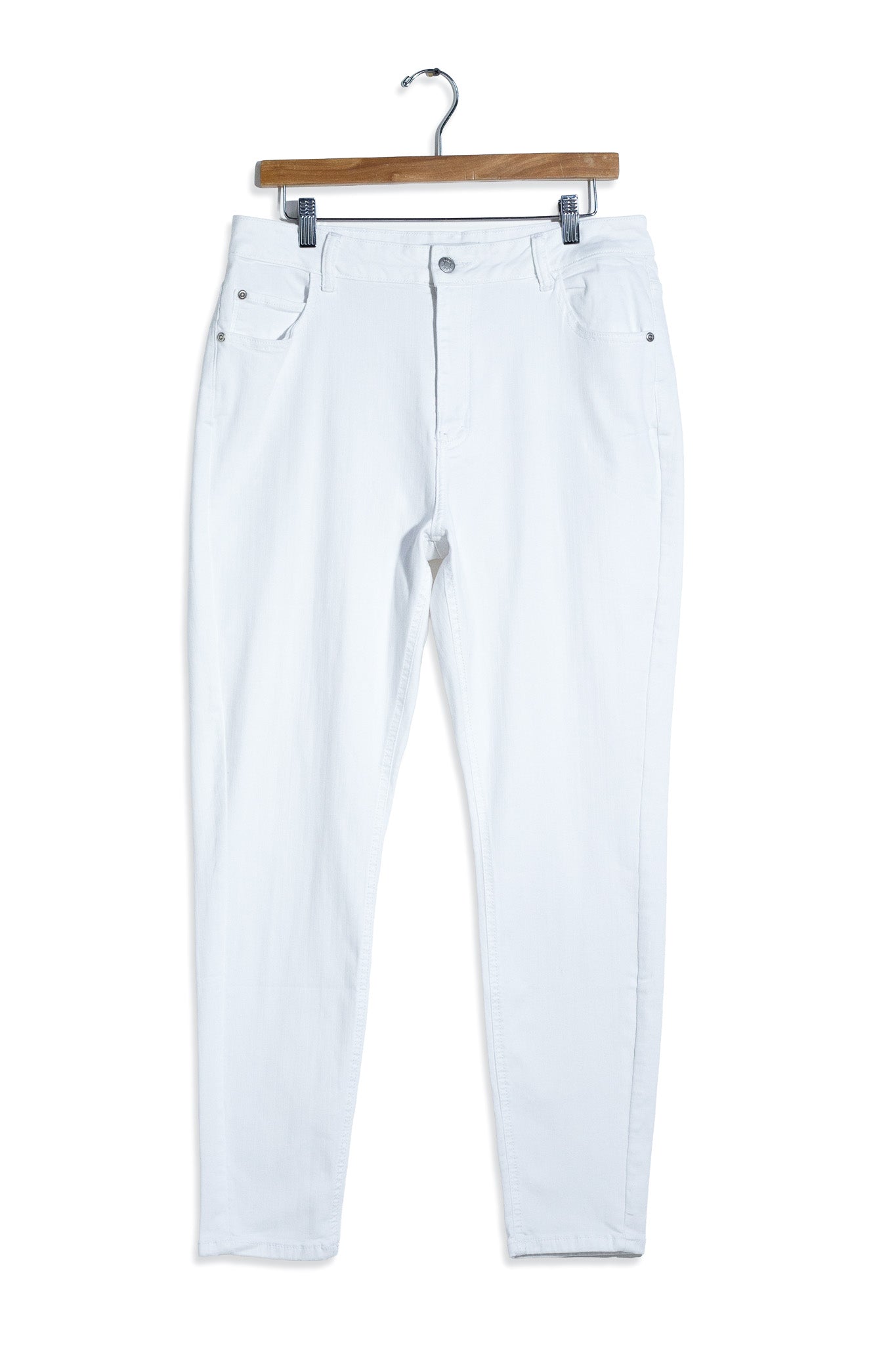 Jeans Curvy Skinny Liso Blanco Stretch Cintura Alta Casual