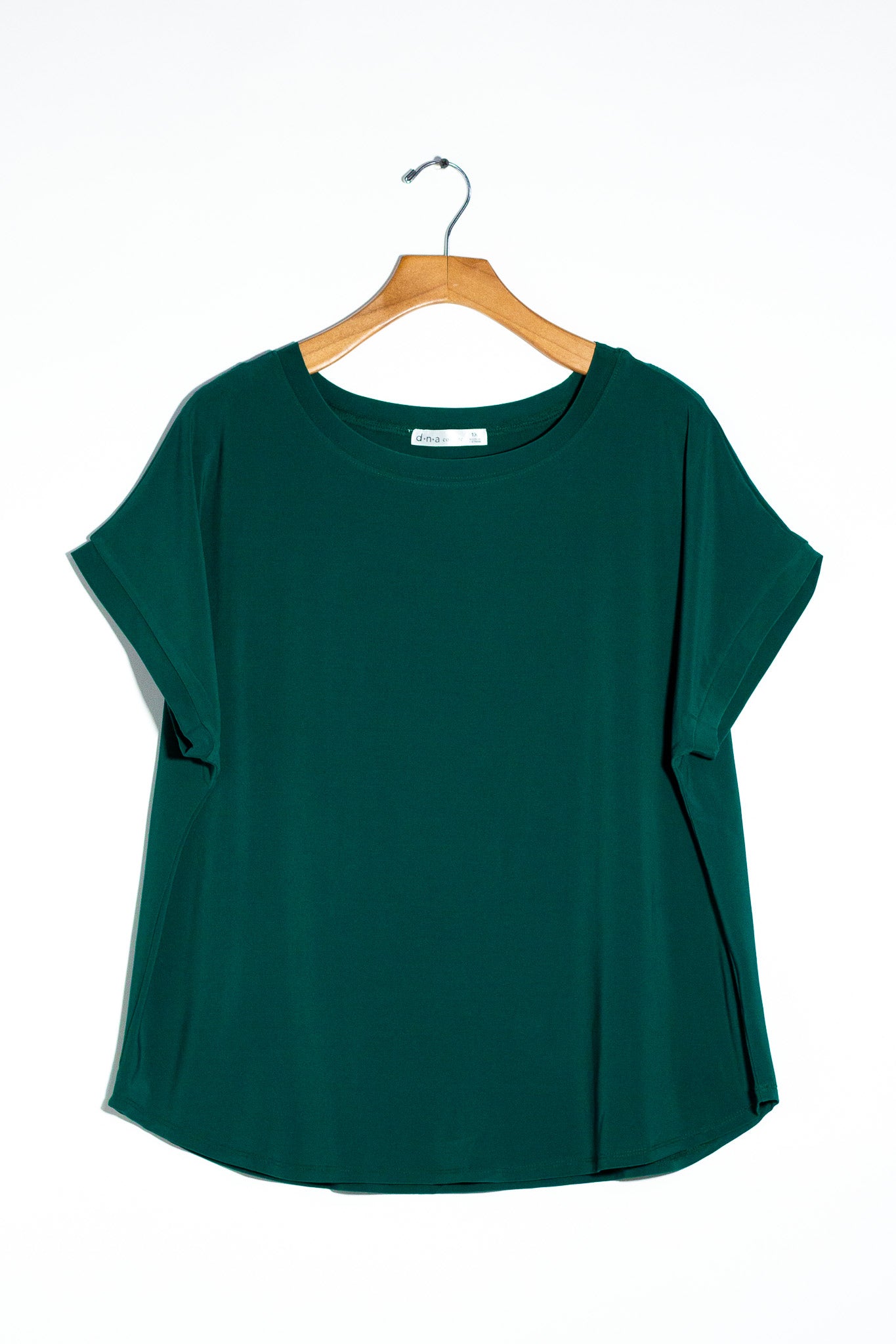 Blusa curvy licra cuello redondo manga corta verde