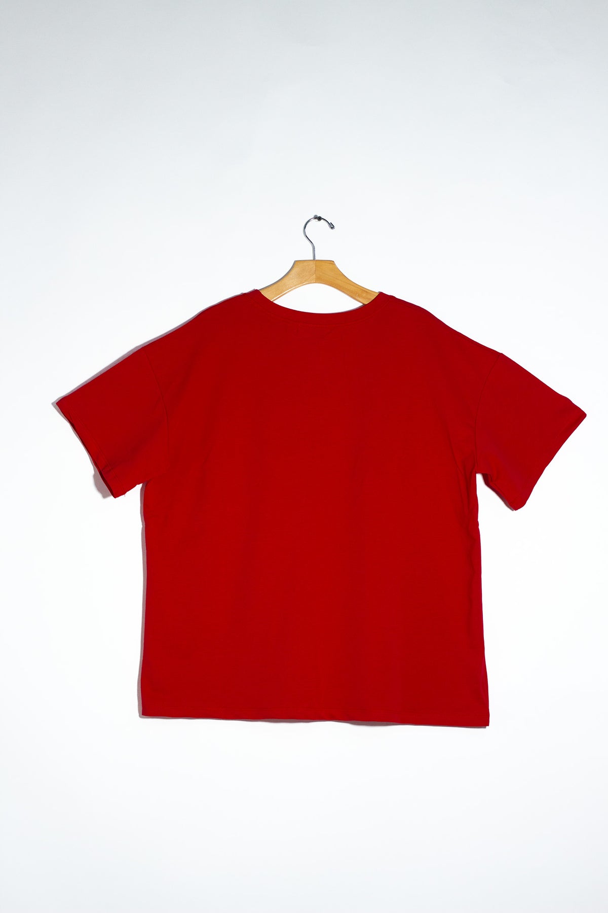 Playera Curvy Oversize Algodón Stretch Beige y Rojo Casual