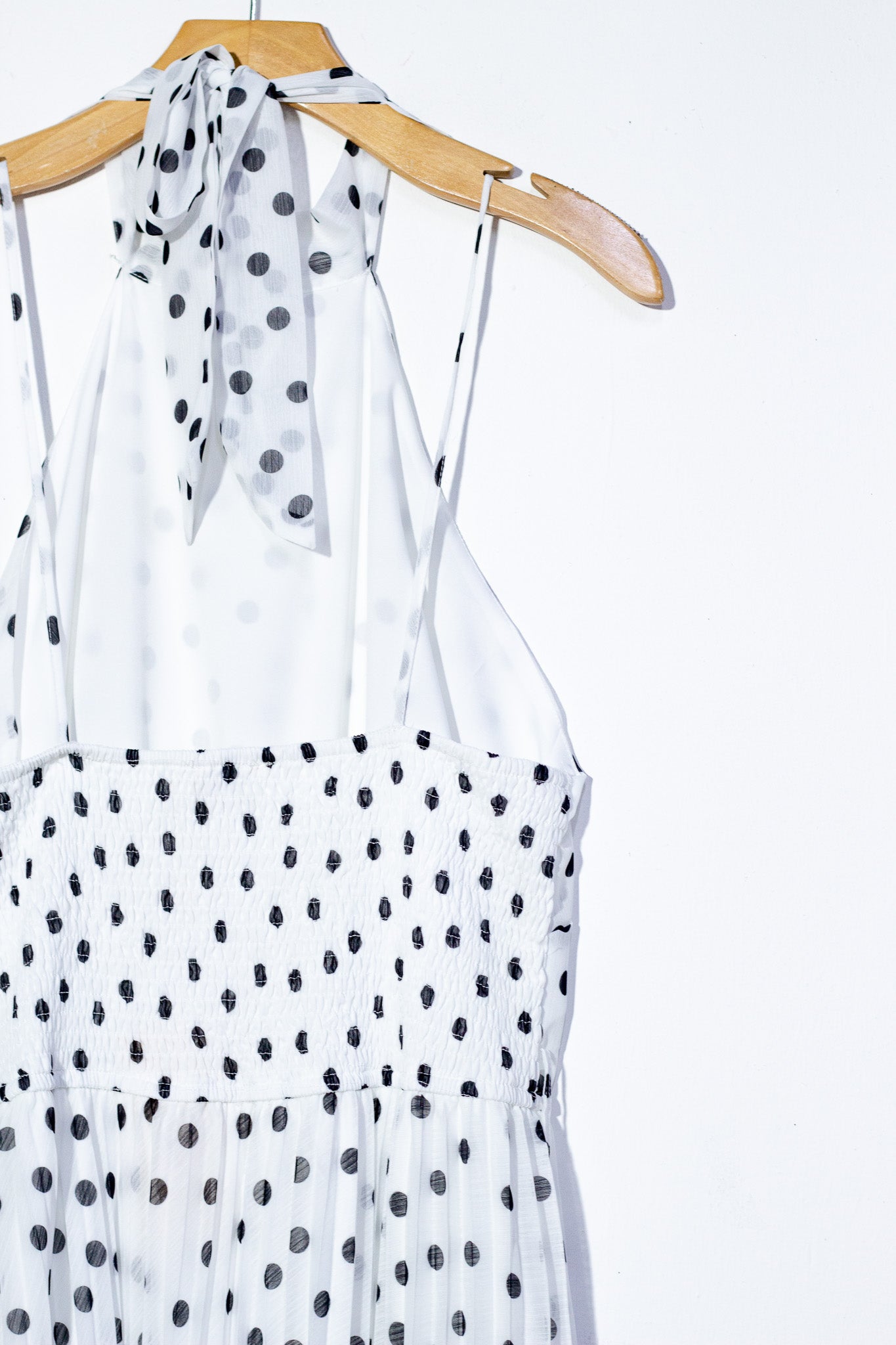Vestido largo polka halter bco