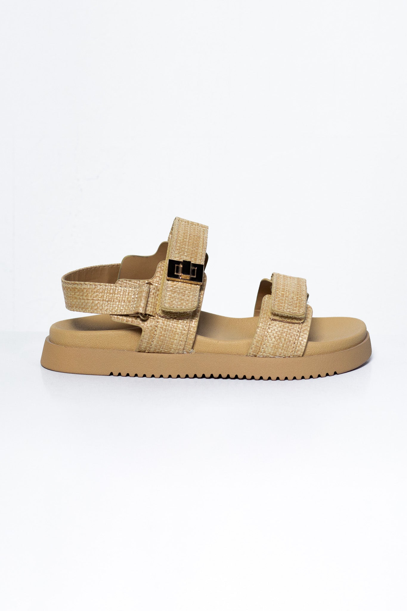 Sandalia con Hebilla Rafia Beige Plus-Friendly Verano Clásica
