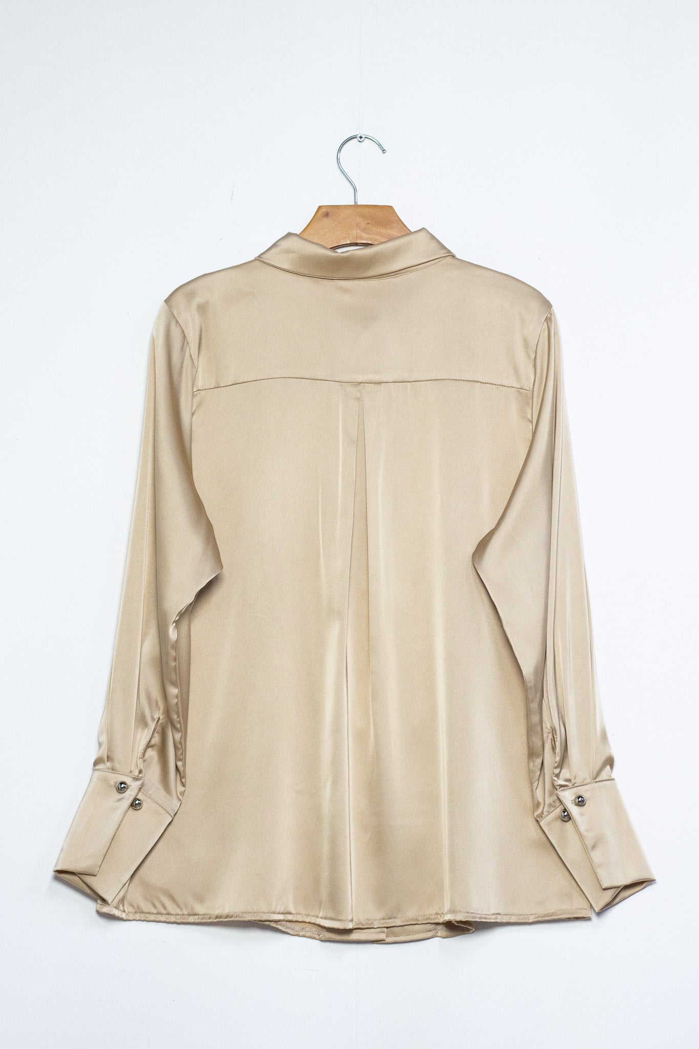 Camisa satin lisa beige