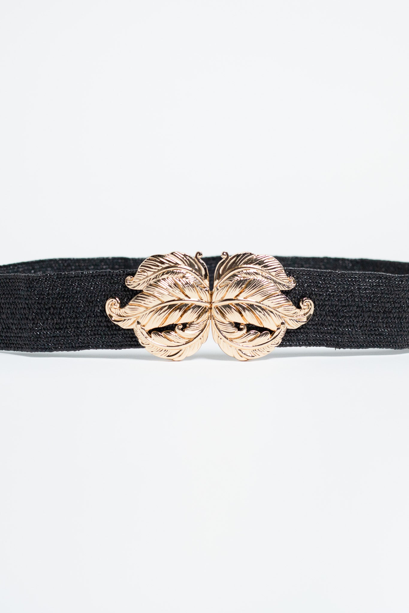 Cinto elastico negro hebilla hoja