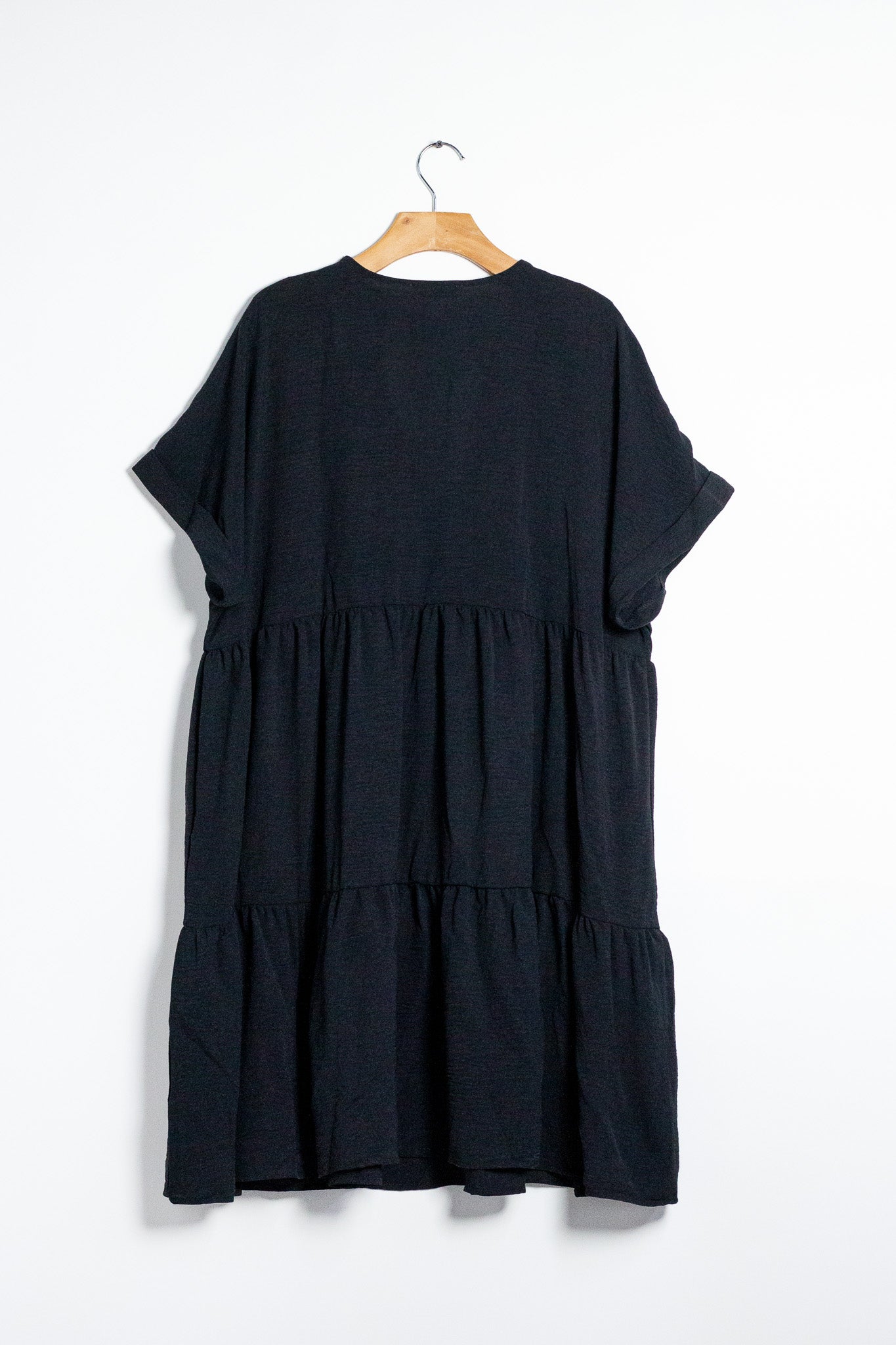 Vestido Curvy Corto Negro Escote V Básico Verano Tallas Extras
