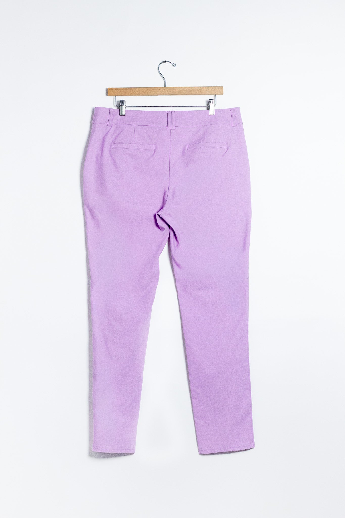 Pantalón Curvy Skinny Liso Lila Pastel Cintura Cómoda