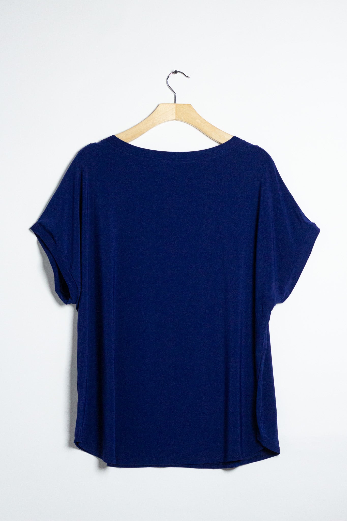 Blusa Curvy Licra Cuello Redondo Manga Corta Azul Cobalto