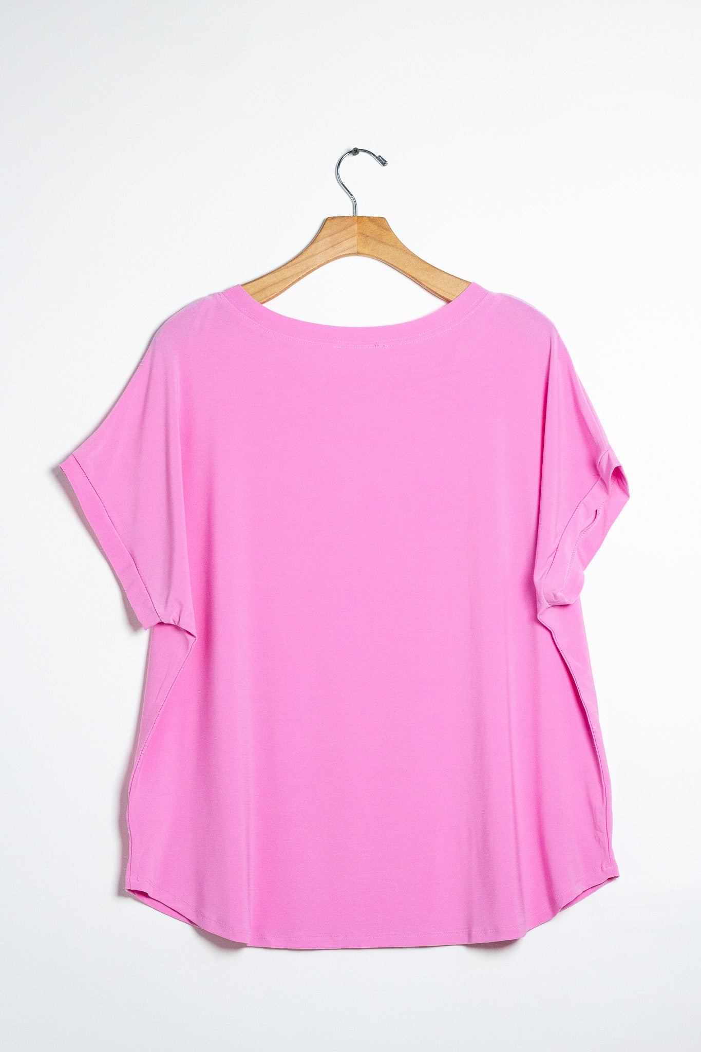 Blusa Curvy Licra Cuello Redondo Manga Corta Rosa