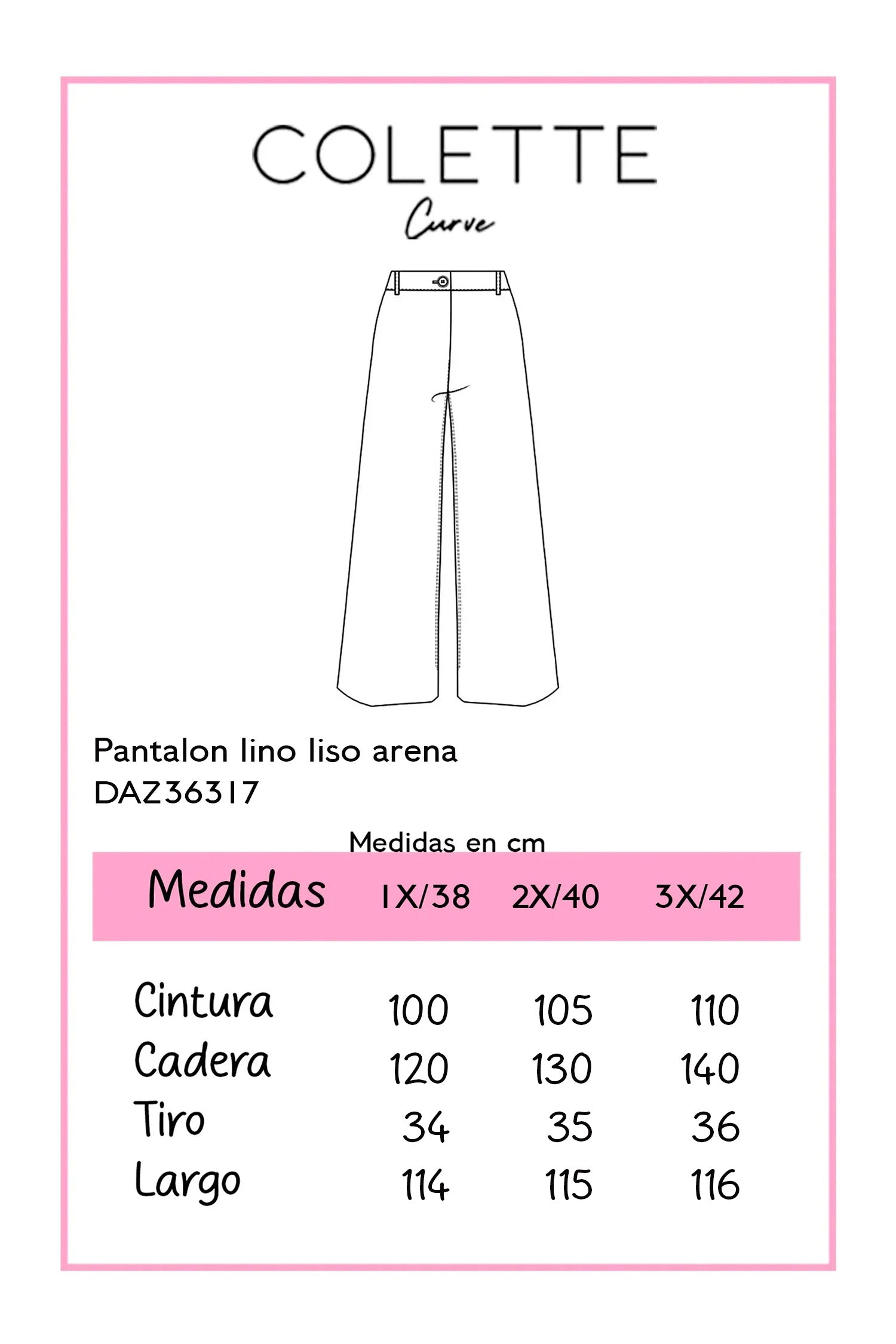 Pantalón Curvy Lino Wide Leg Cintura Alta Arena