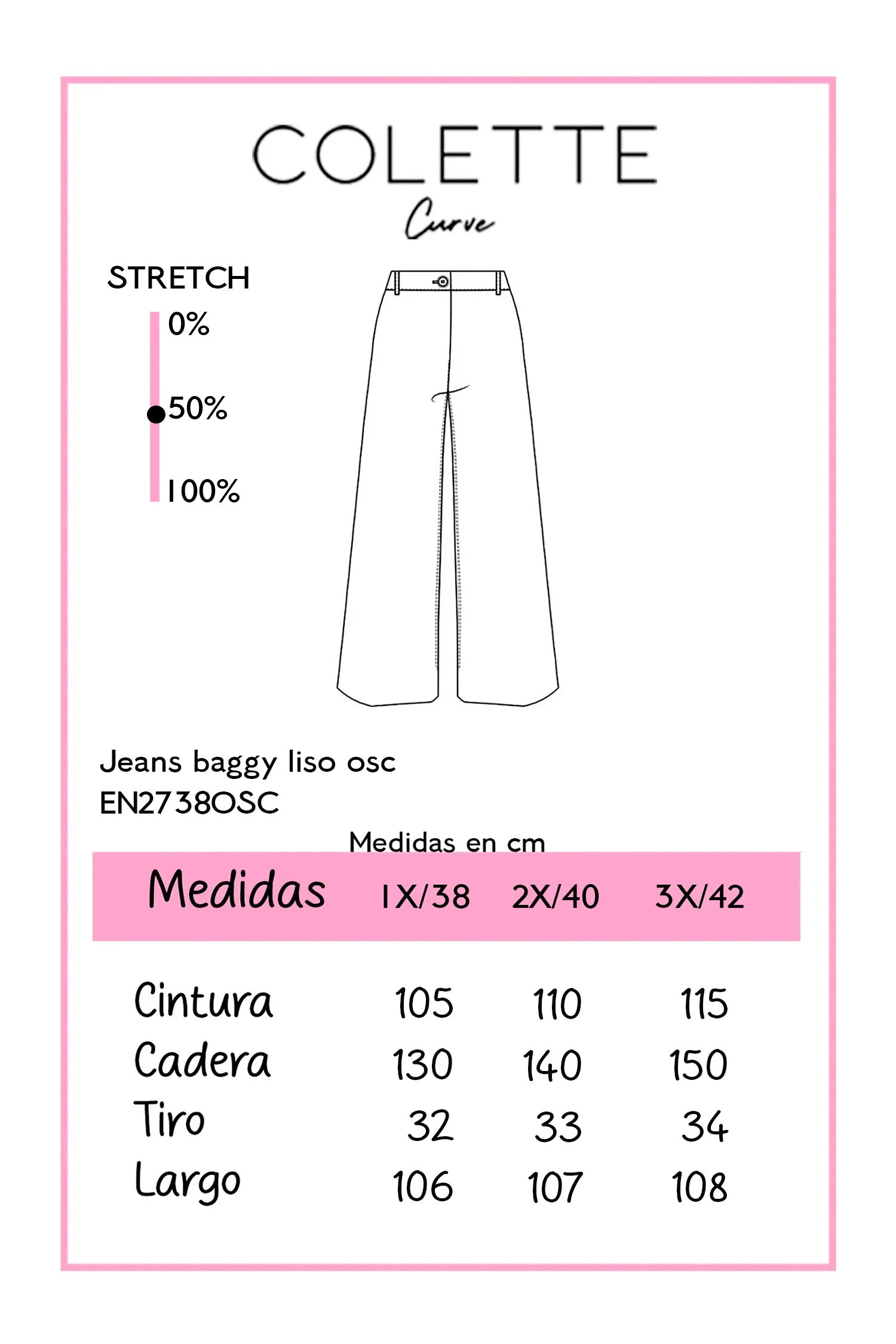 Jeans Curvy Baggy Liso Cintura Alta Wide Leg Azul Oscuro