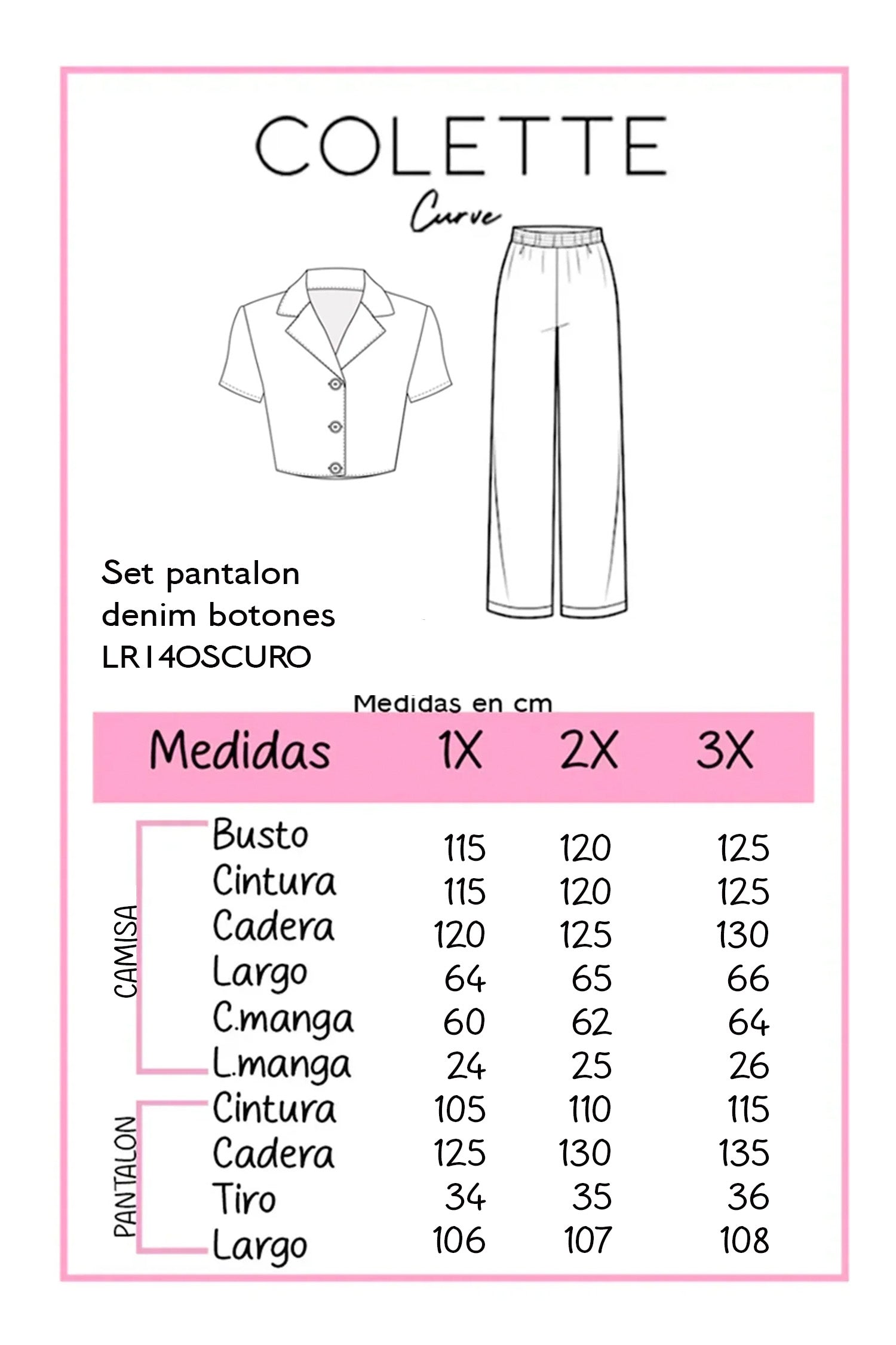 Conjunto Curvy Blusa y Pantalón Mezclilla con Cintura Elástica