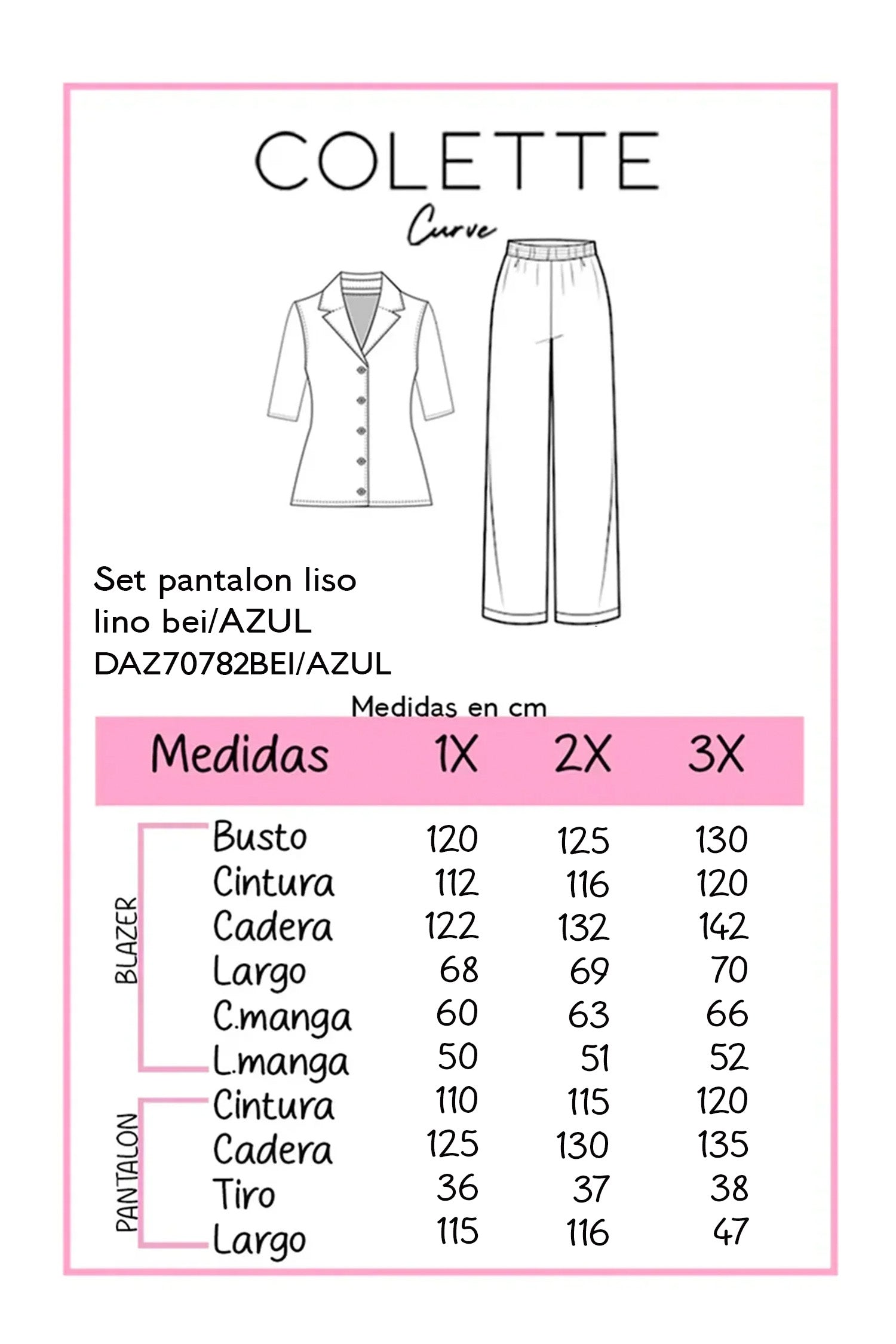 Conjunto Curvy Blazer y Pantalón Lino Navy Look Profesional