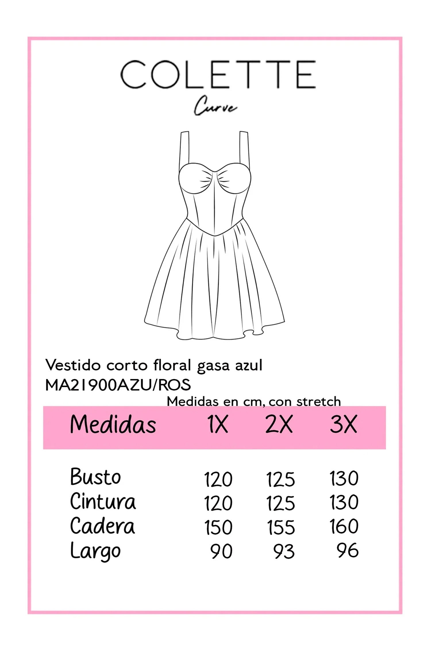 Vestido Curvy Corto Gasa Floral con Volantes y Forro Interior