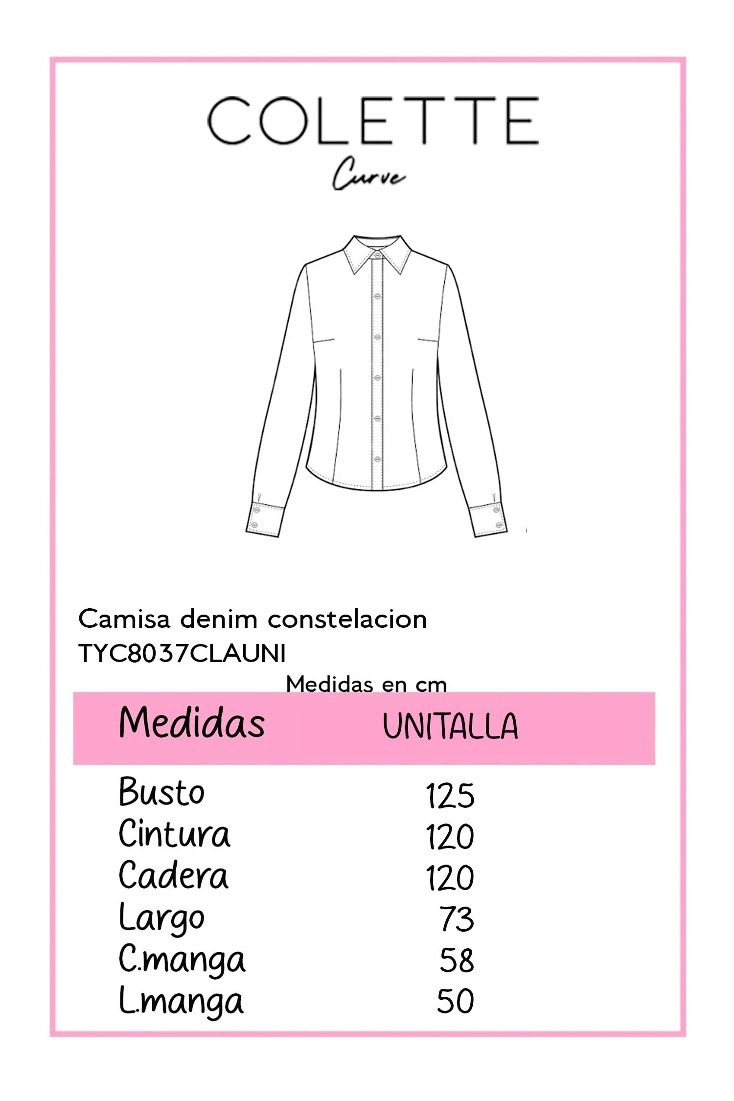 Camisa Curvy Mezclilla con Pedrería Botones Frontales Chic