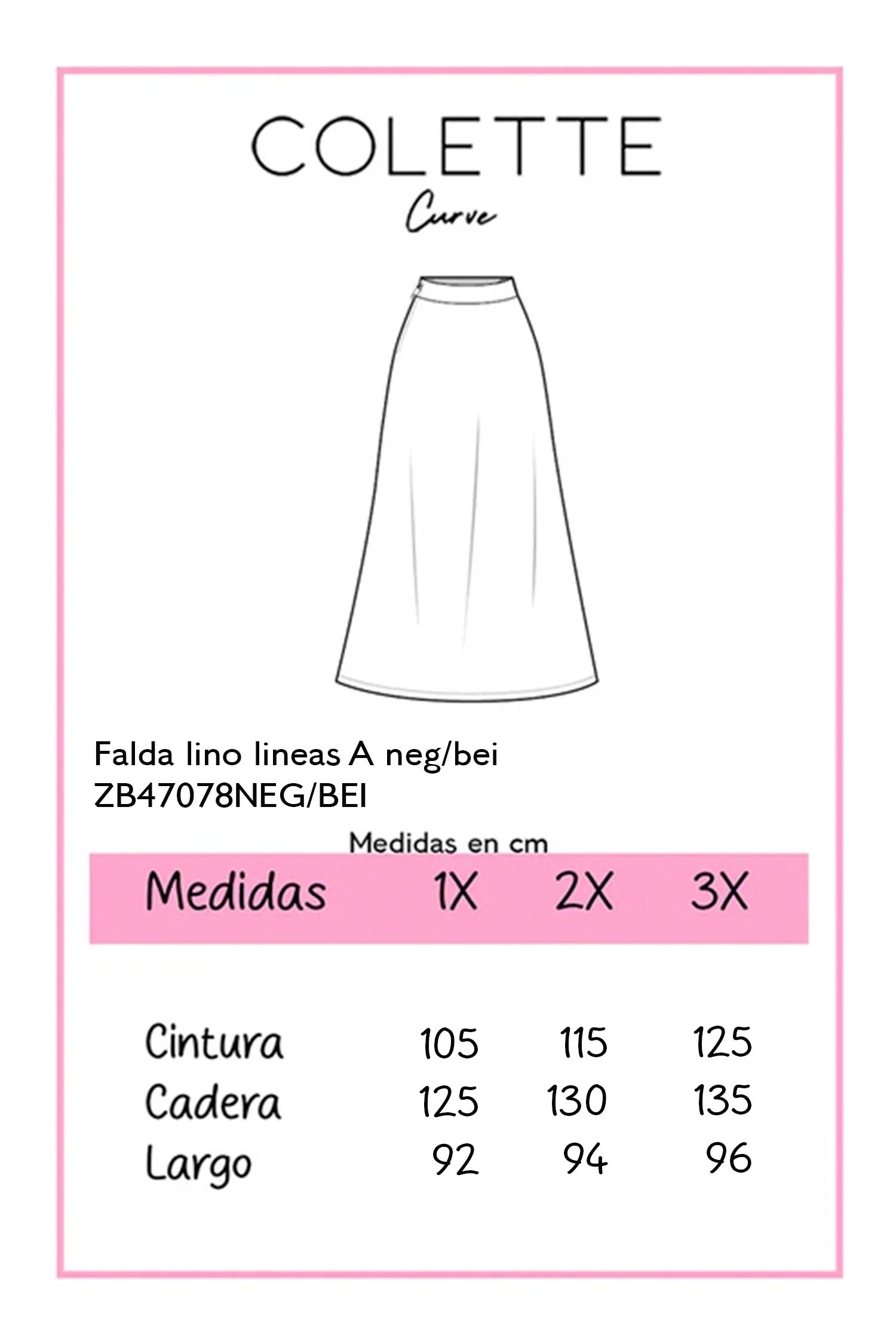 Falda lino linea A neg