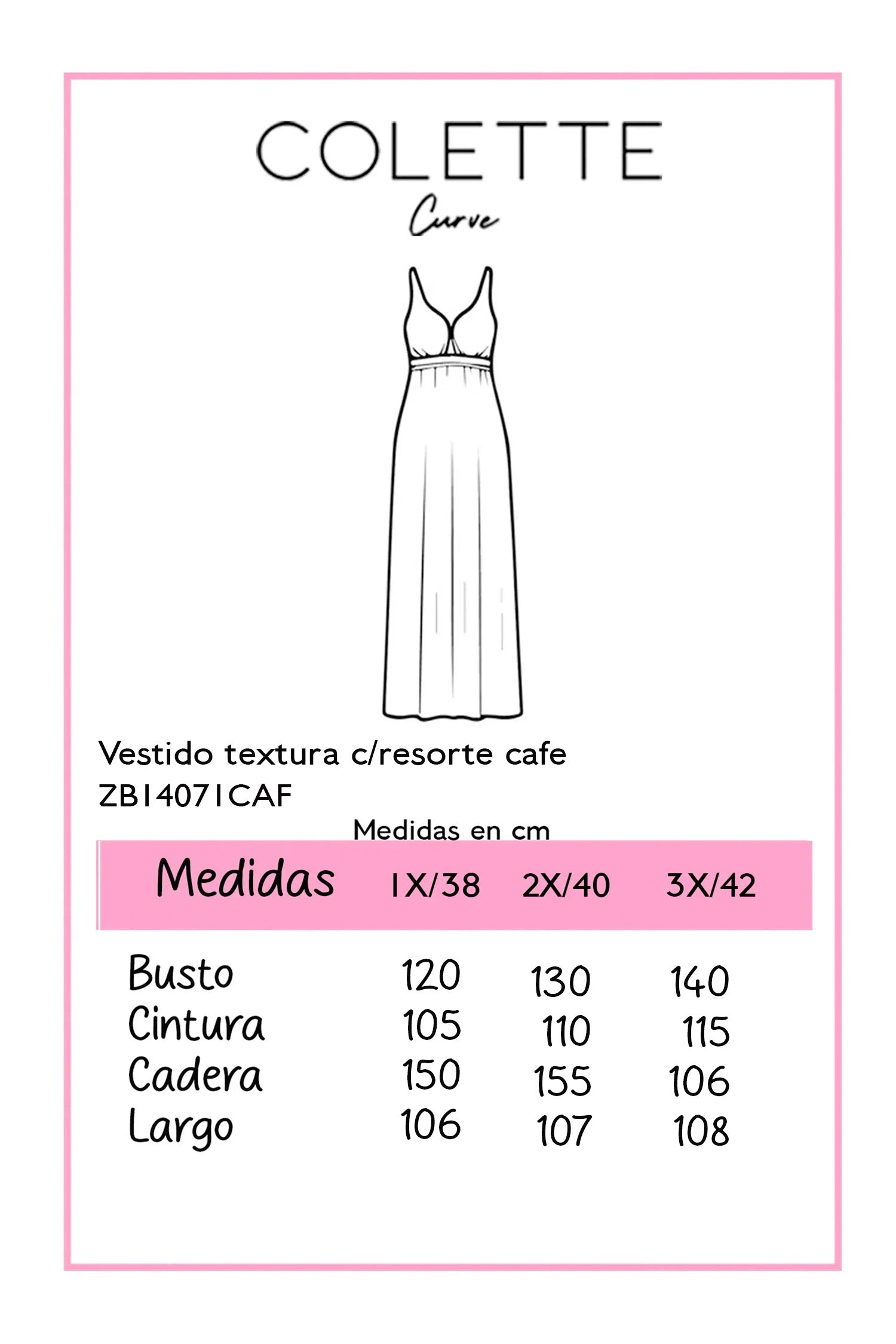 Vestido textura c/resorte cafe