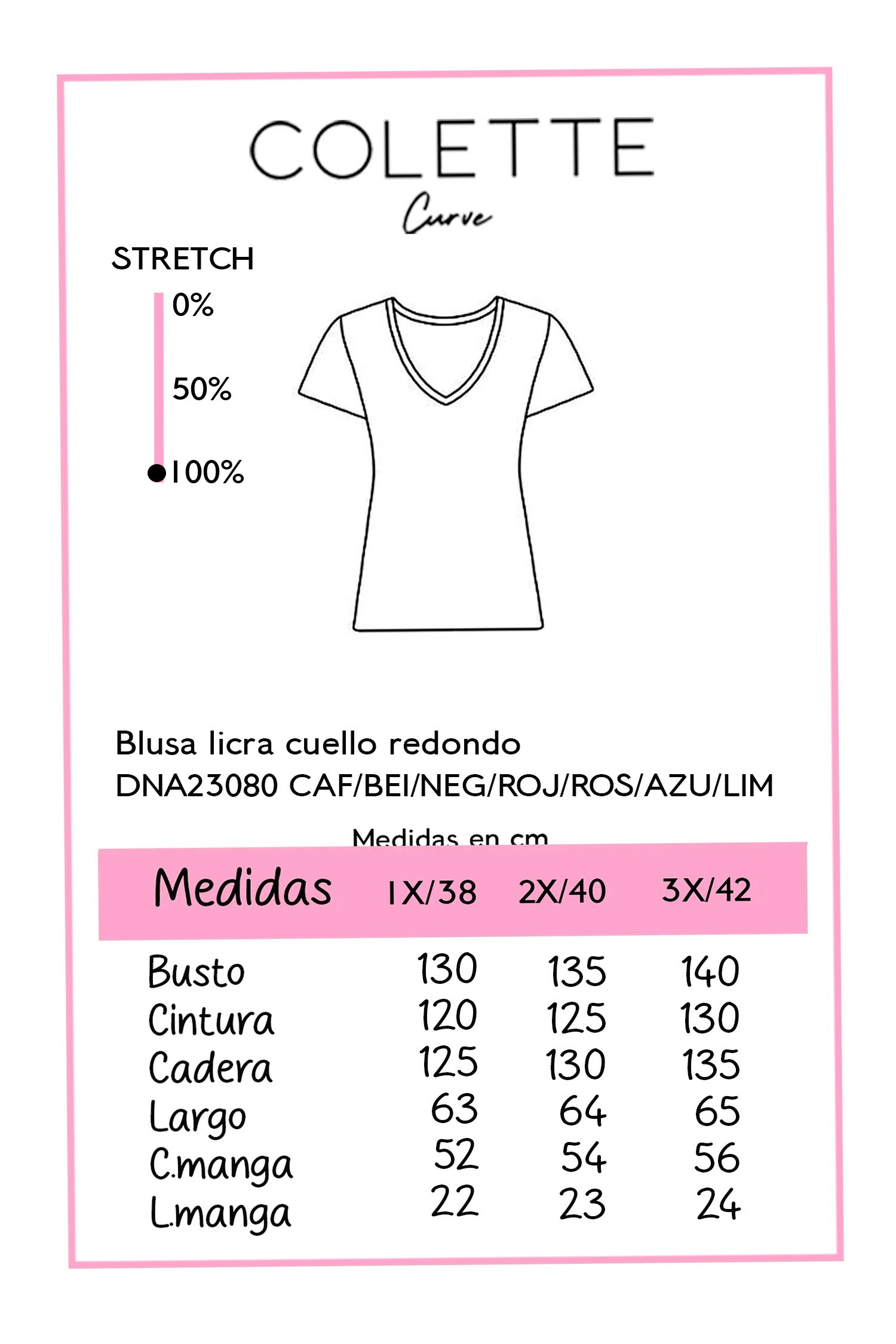 Blusa Curvy Licra Cuello Redondo Manga Corta Beige Oversize
