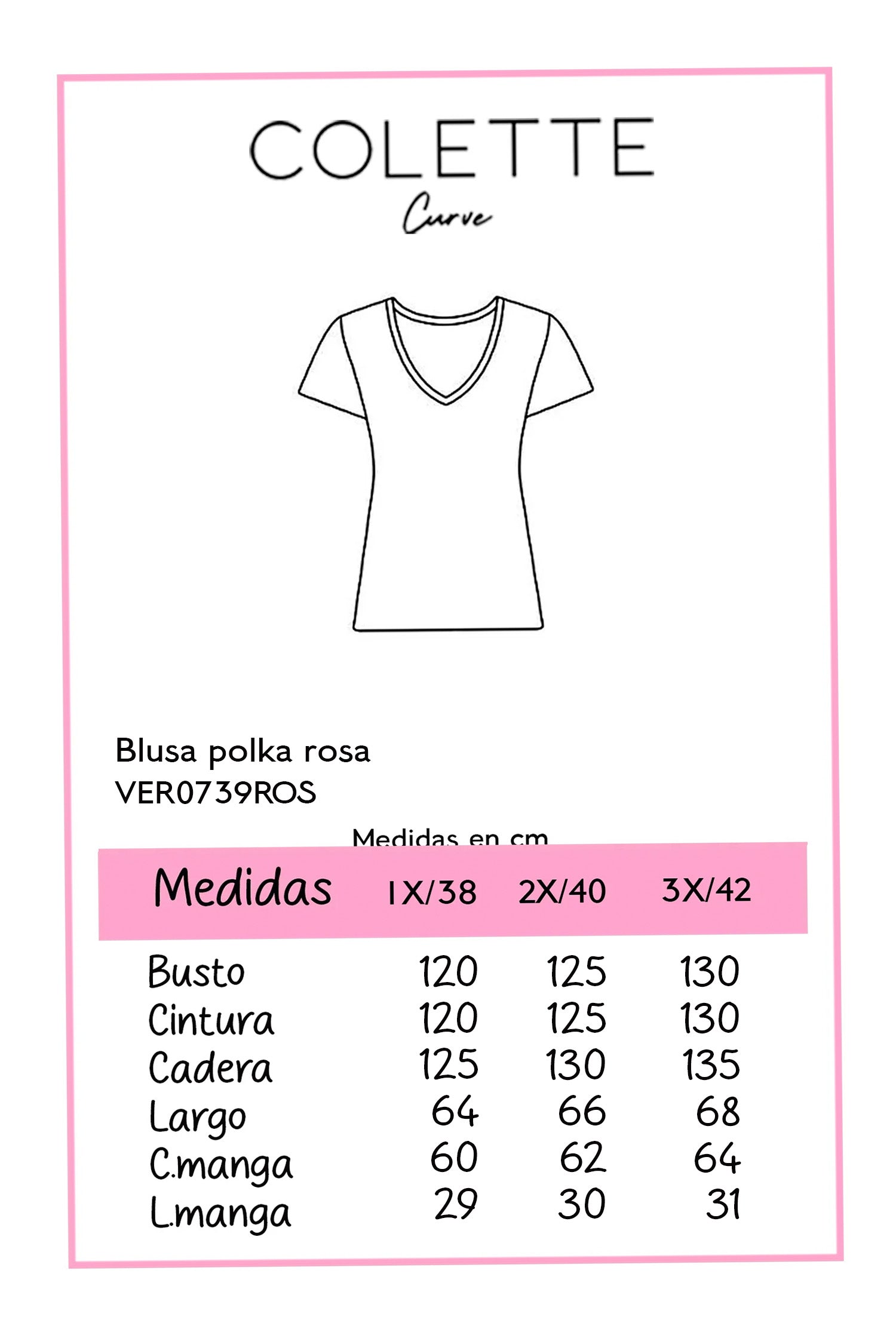Blusa Curvy Polka Rosa Manga Abullonada con Lazos Femenina