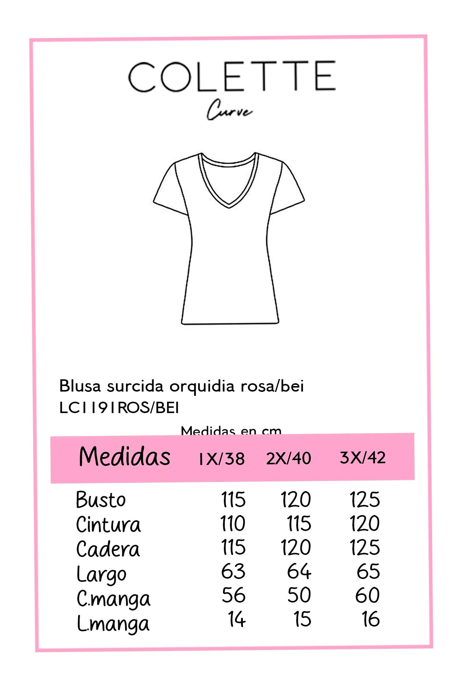 Blusa Curvy Surcida Beige Orquídeas con Ajuste Favorecedor